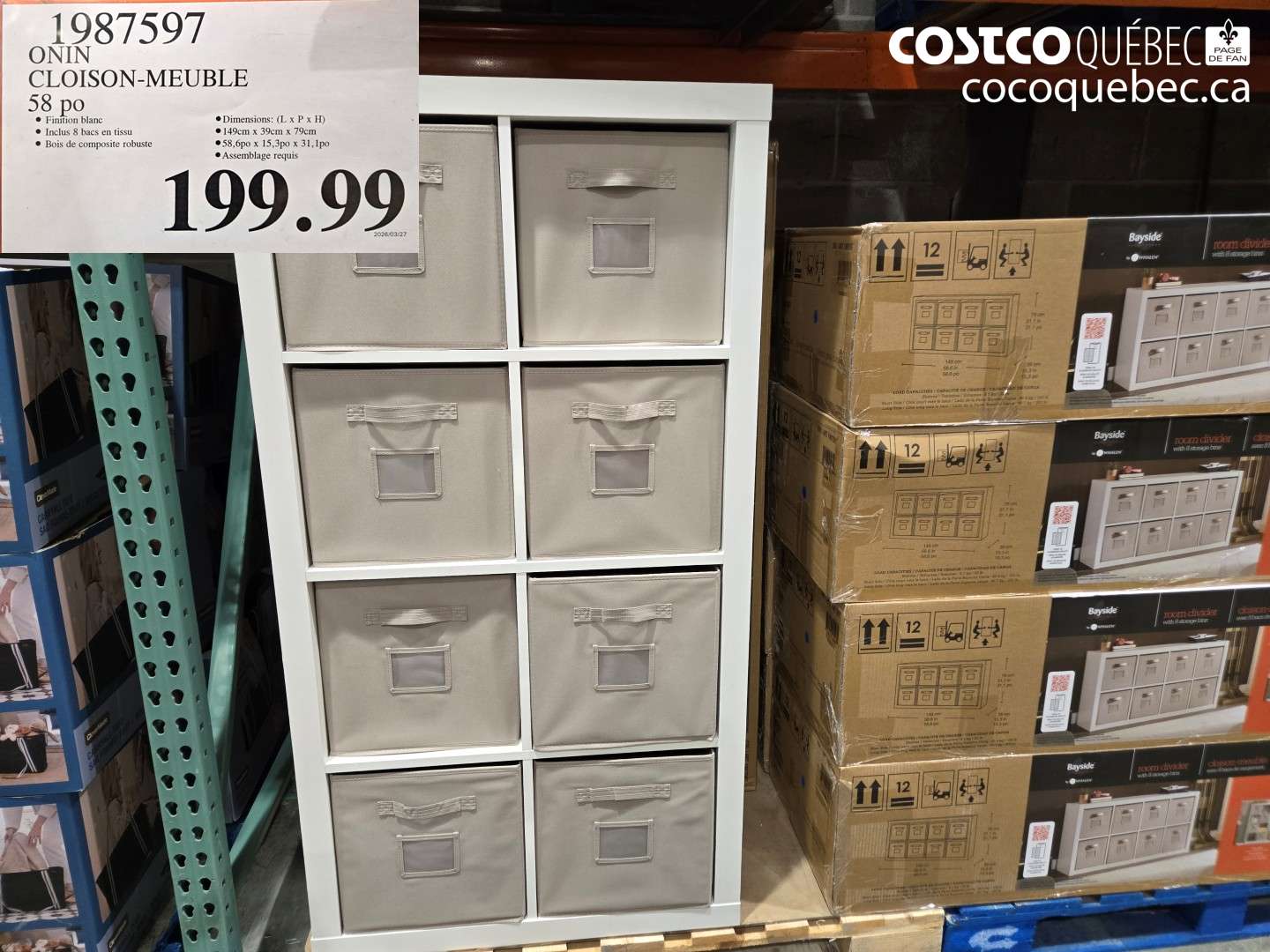 1987597 ONIN CLOISON-MEUBLE $199.99