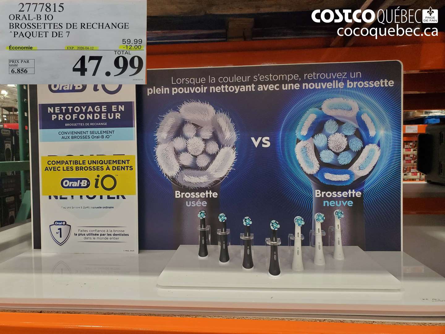 2777815 ORAL-B BROSSETTES DE RECHANGE PAQUET DE 7 ($12.00 INSTANT SAVINGS EXPIRES ON 2026-04-12) $47.99