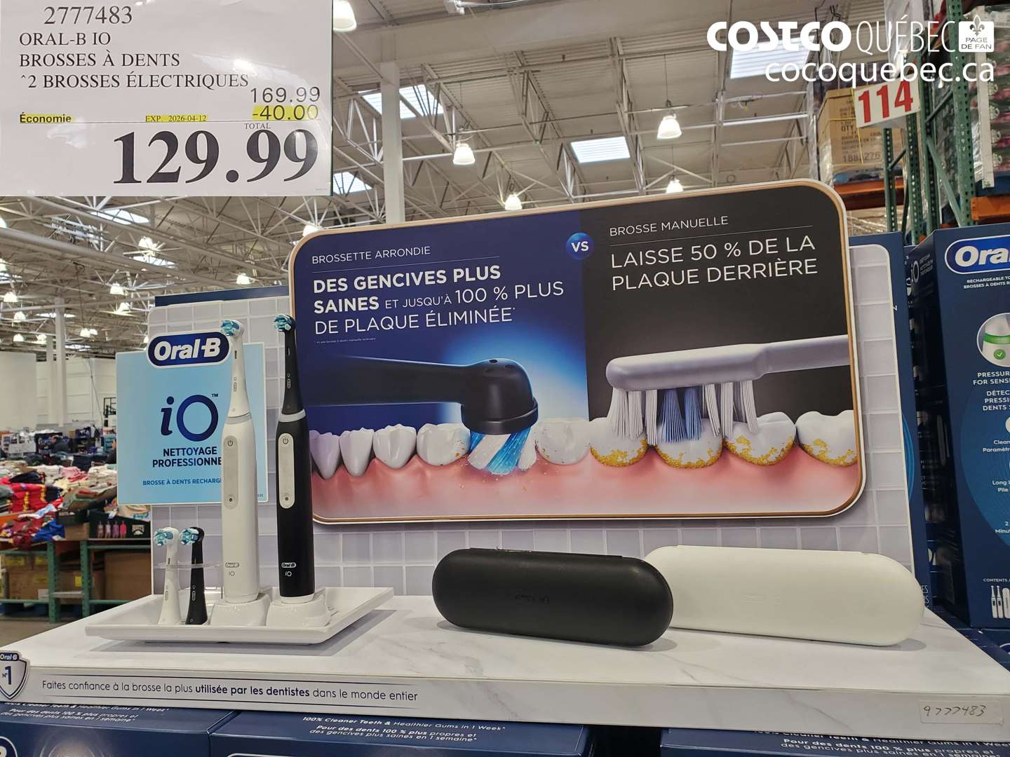 2777483 ORAL-B IO BROSSES À DENTS 2 BROSSES ÉLECTRIQUES ($40.00 INSTANT SAVINGS EXPIRES ON 2026-04-12) $129.99