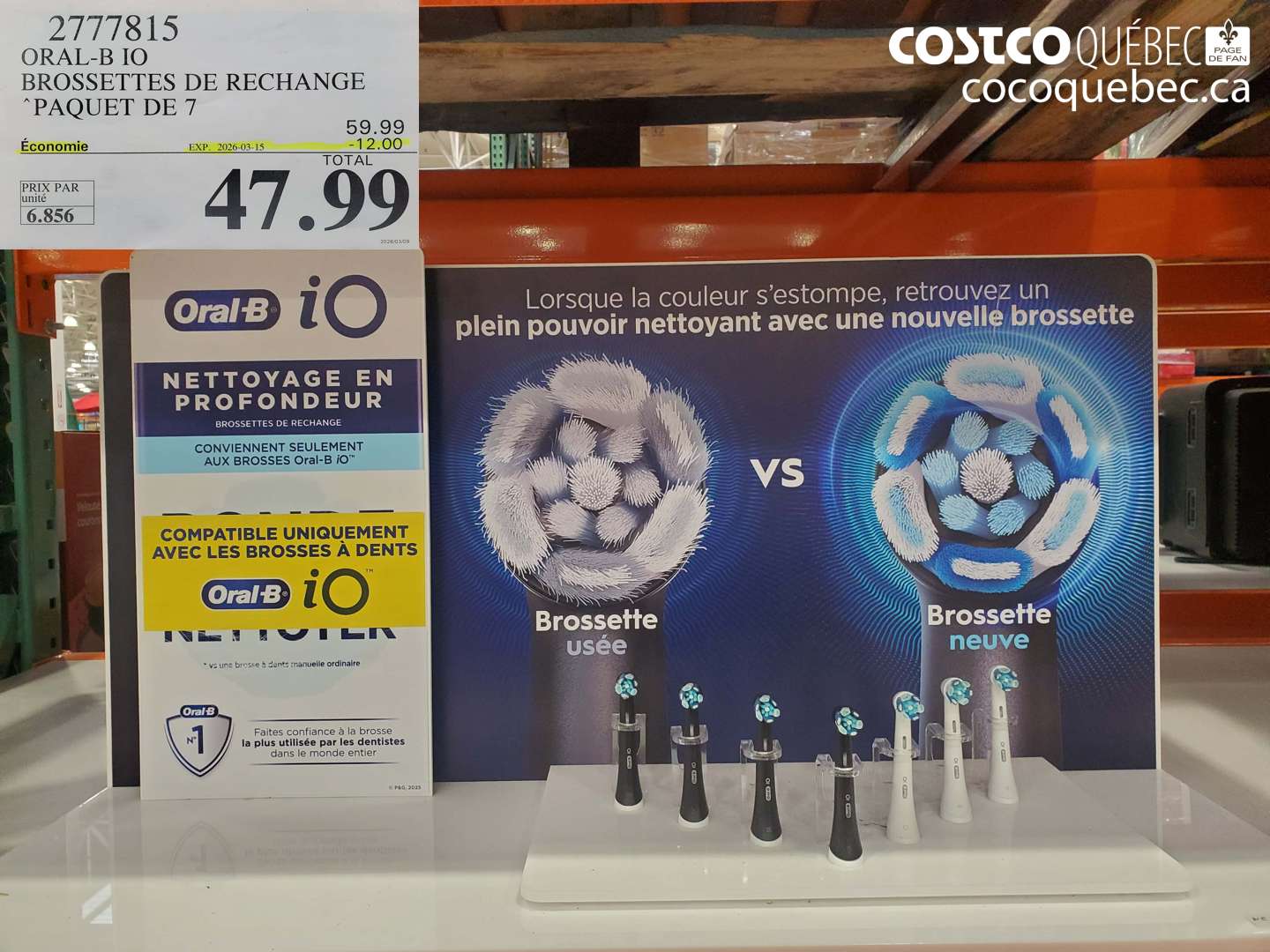 2777815 ORAL-B IO BROSSETTES DE RECHANGE PAQUET DE 7 ($12.00 INSTANT SAVINGS EXPIRES ON 2026-03-15) $47.99