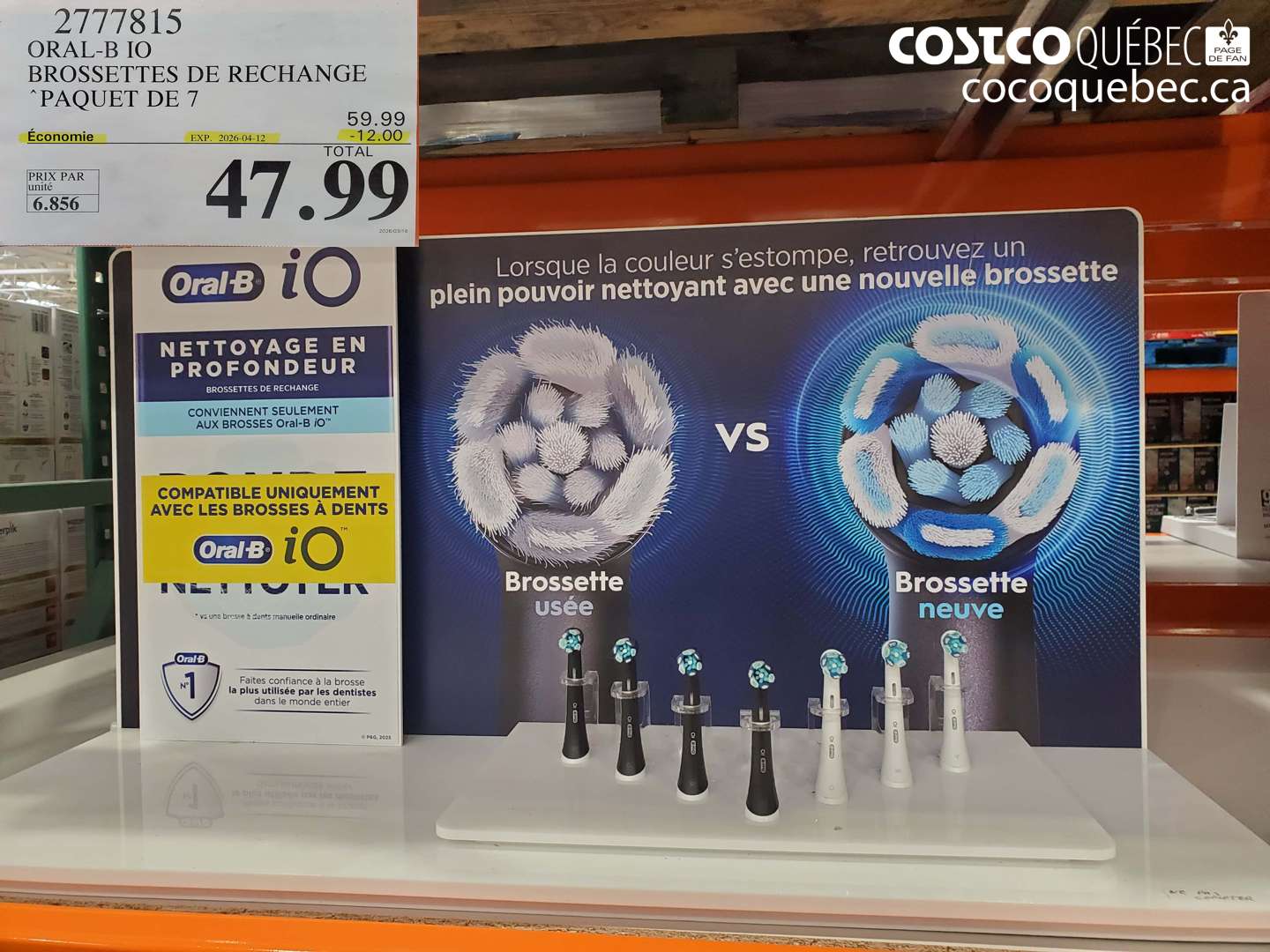 2777815 ORAL-B IO BROSSETTES DE RECHANGE PAQUET DE 7 ($12.00 INSTANT SAVINGS EXPIRES ON 2026-04-12) $47.99