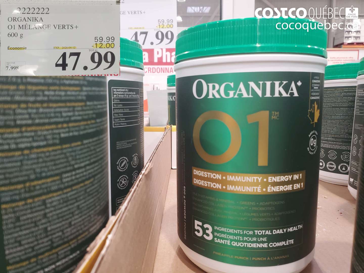 2222222 ORGANIKA 01 MÉLANGE VERTS+ 600 G ($12.00 INSTANT SAVINGS EXPIRES ON 2026-04-12) $47.99