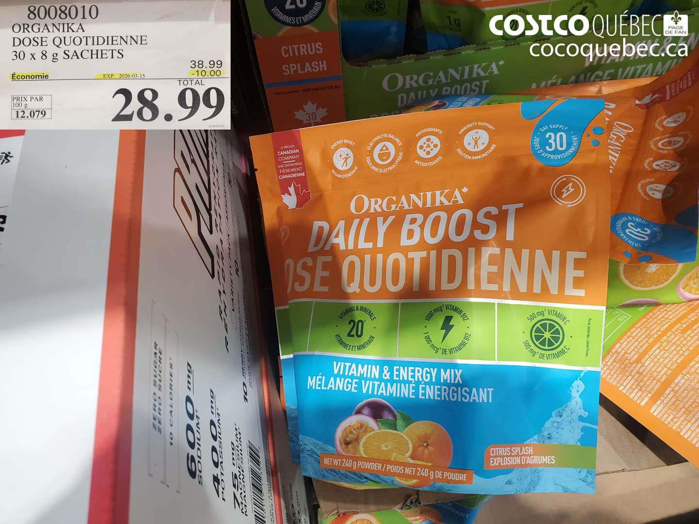 8008010 ORGANIKA DOSE QUOTIDIENNE 30 X 8 G SACHETS ($10.00 INSTANT SAVINGS EXPIRES ON 2026-03-15) $28.99