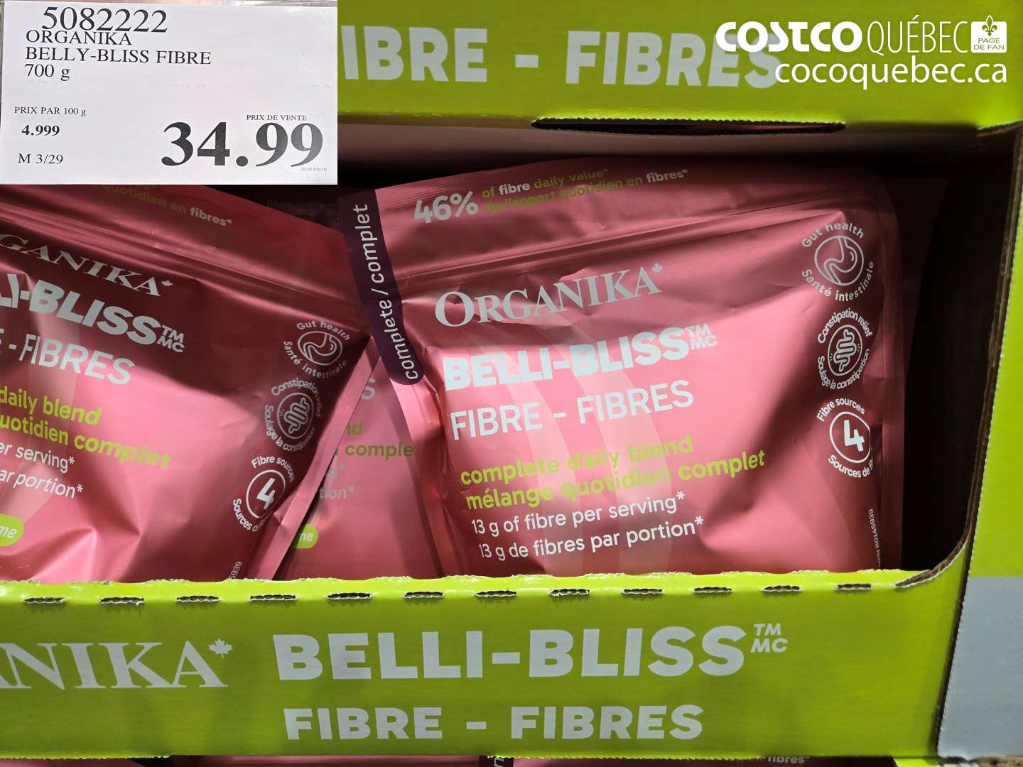 50822222 ORGANIKA BELLY-BLISS FIBRE 700 G $34.99