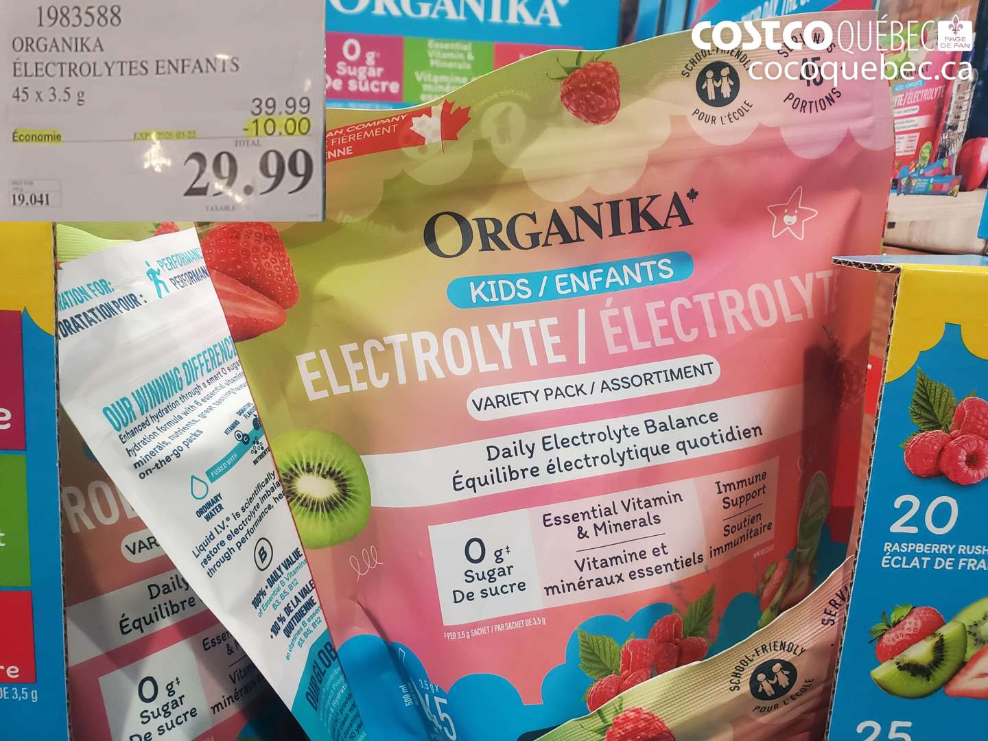 1983588 ORGANKA ÉLECTROLYTES ENFANTS 45 X 3.5 G ($10.00 INSTANT SAVINGS EXPIRES ON 2026-03-22) $29.99