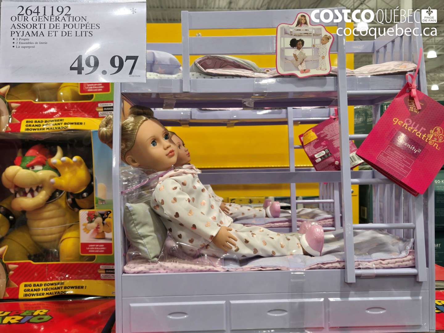 2641192 OUR GENERATION ASSORTI DE POUPEES PYJAMA ET DE LITS $49.97