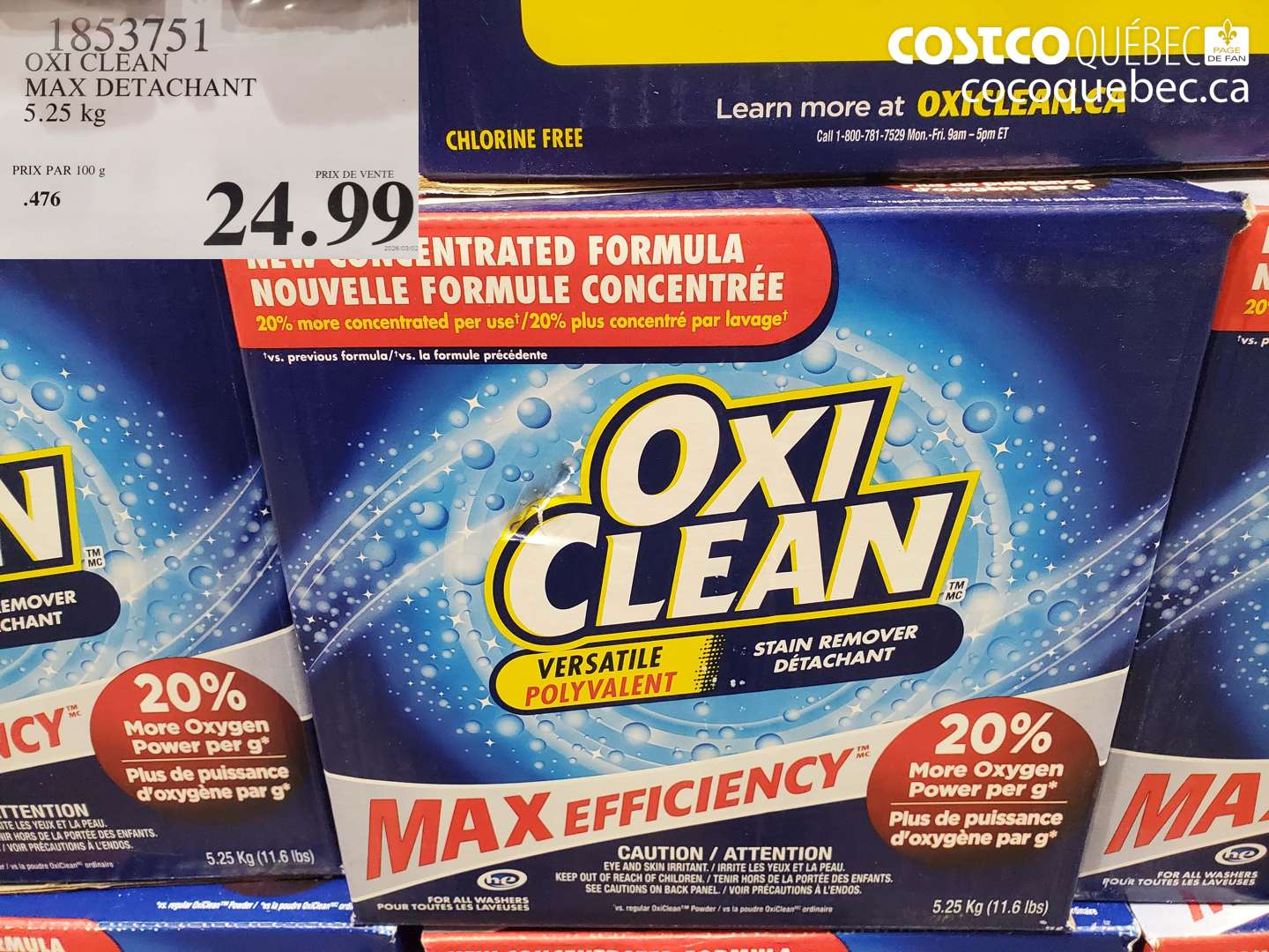 1853751 OXI CLEAN MAX DETACHANT 5.25 KG $24.99