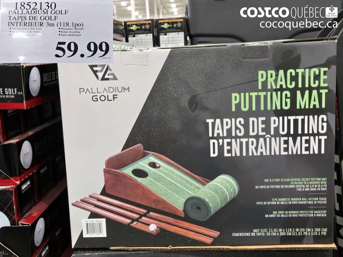 1852130 PALLADIUM GOLF TAPIS DE GOLF INTÉRIEUR 3M (118.1PO) $59.99