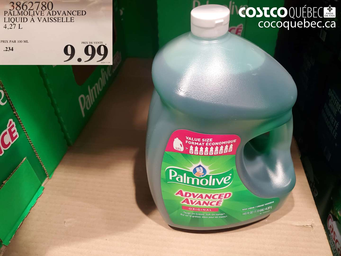 3862780 PALMOLIVE ADVANCED LIQUID A VAISSELLE $9.99