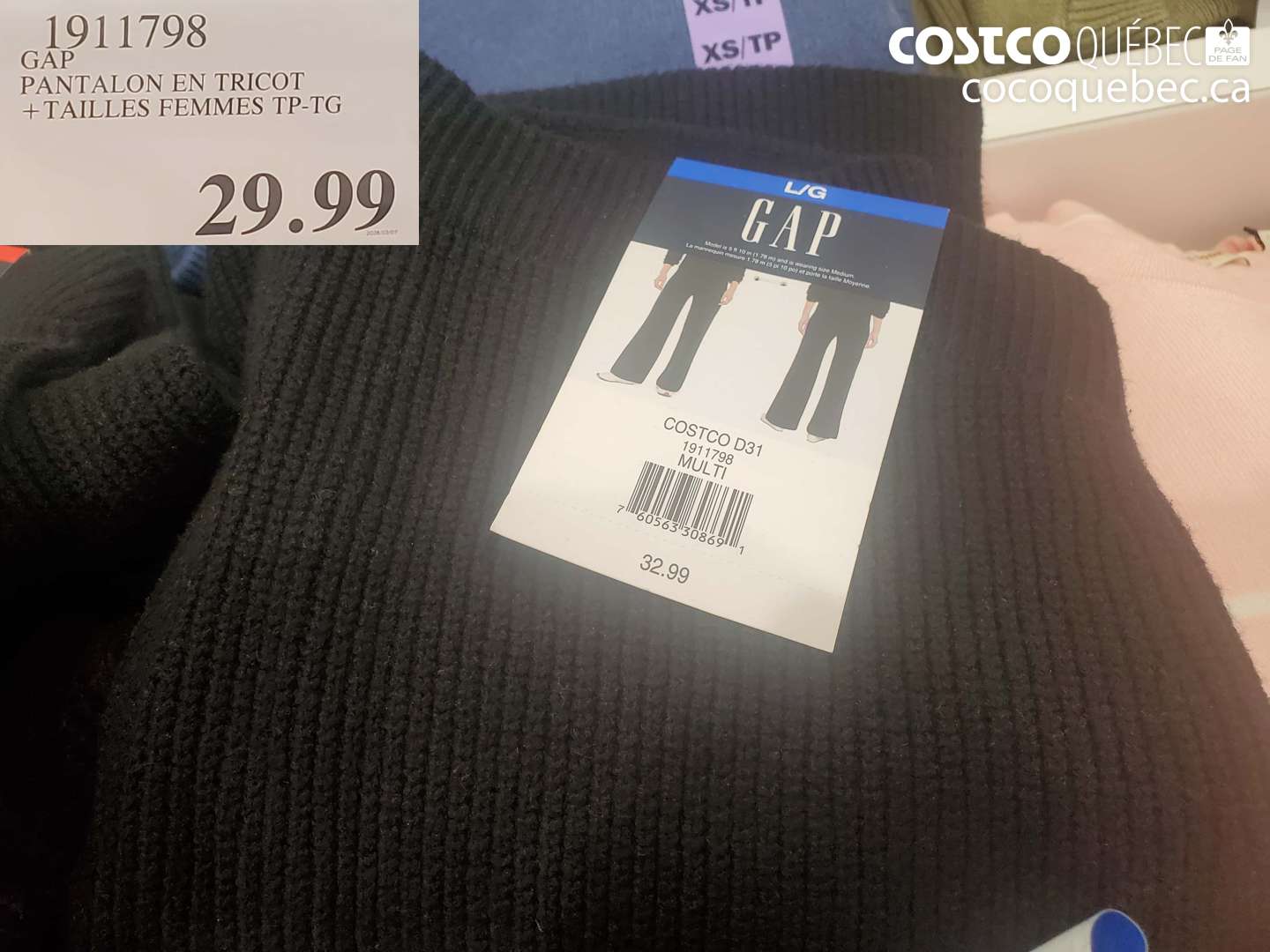 1911798 PANTALON EN TRICOT + TAILLES FEMMES TP-TG $29.99