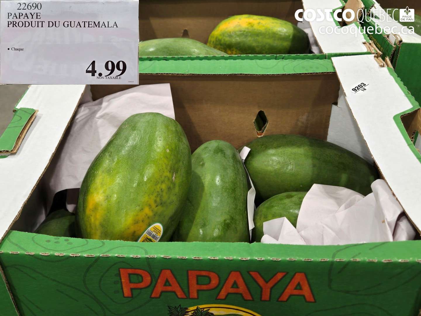 22690 PAPAYE PRODUIT DU GUATEMALA $4.99