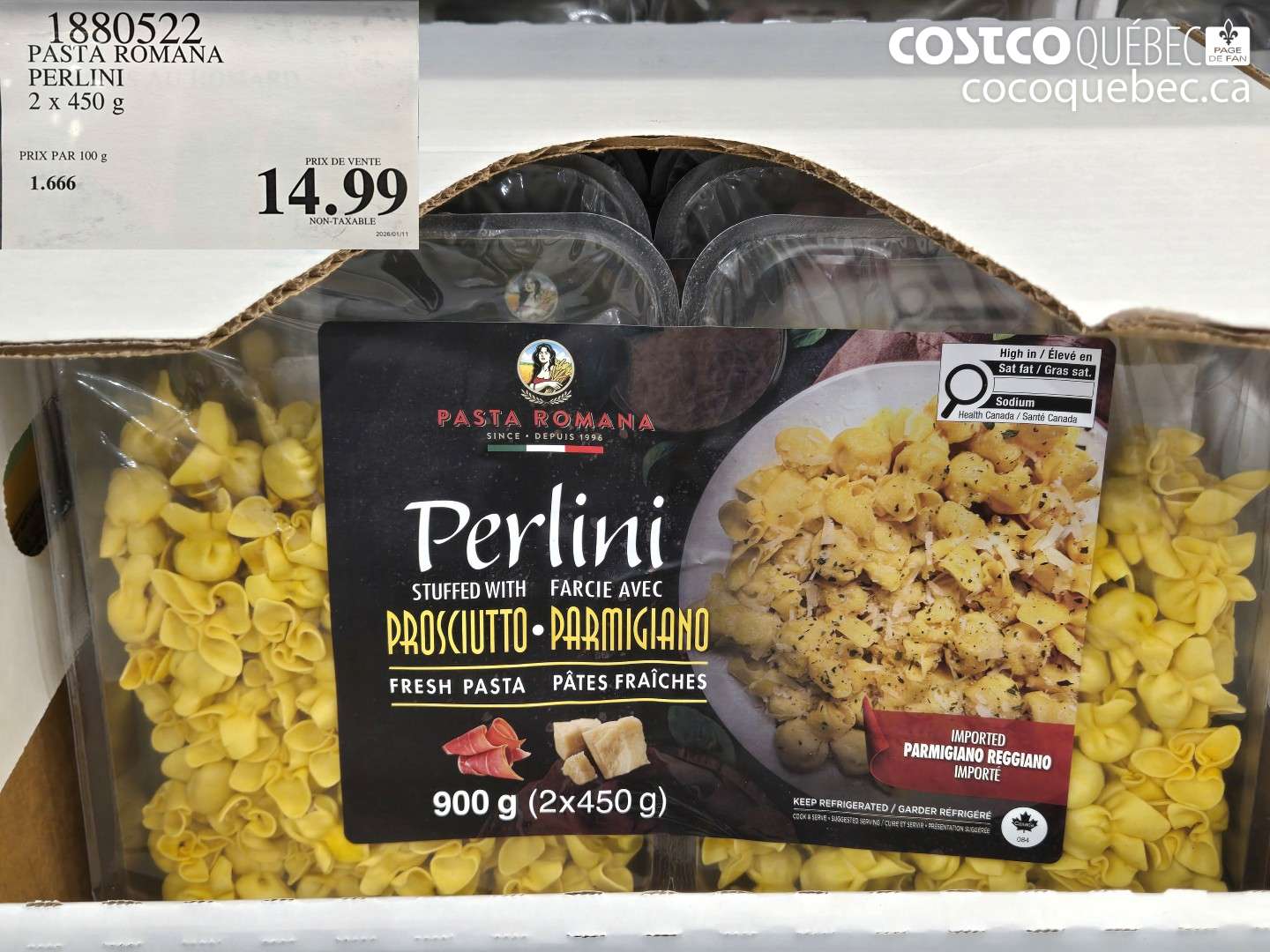 1880522 PASTA ROMANA PERLINI 2 X 450 G $14.99