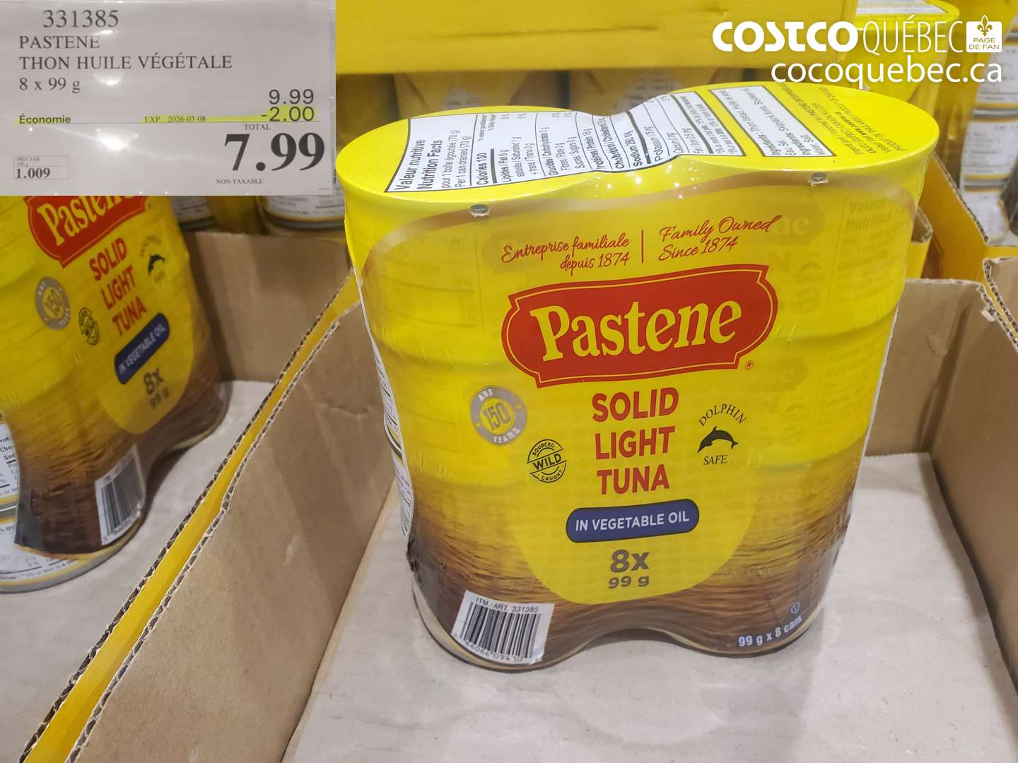 331385 PASTENE THON HUILE VÉGÉTALE ($2.00 INSTANT SAVINGS EXPIRES ON 2026-03-08) $7.99