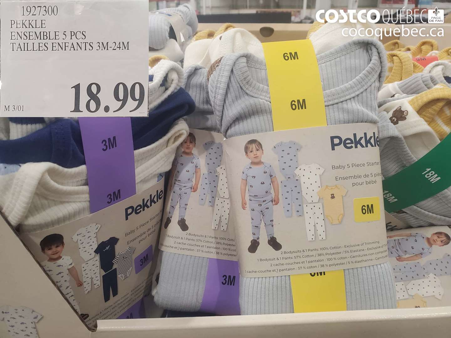 1927300 PEKKLE ENSEMBLE 5 PCS TAILLES ENFANTS 3M-24M $18.99