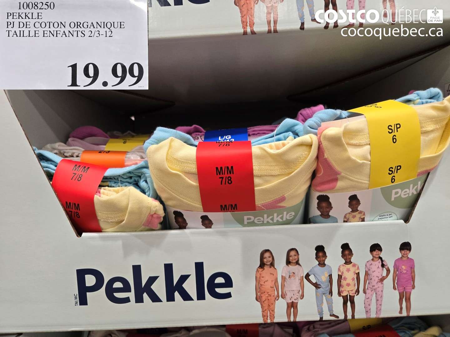 1008250 PEKKLE PJ DE COTON ORGANIQUE TAILLE ENFANTS 2/3-12 $19.99