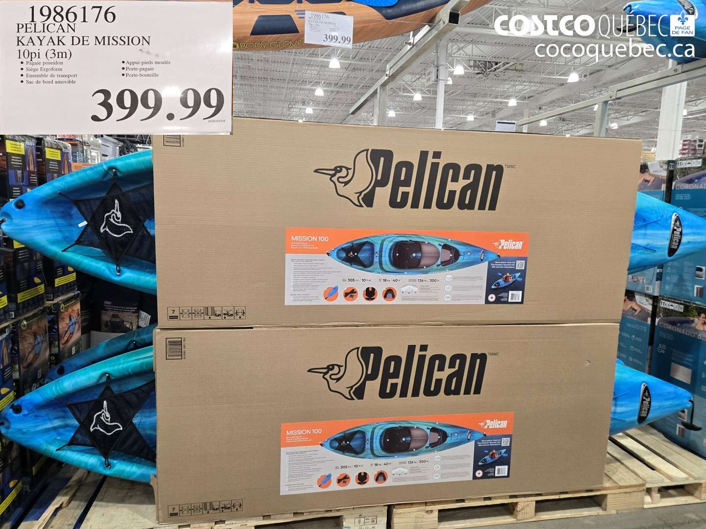 1986176 PELICAN KAYAK DE MISSION 10PI (3M) $399.99