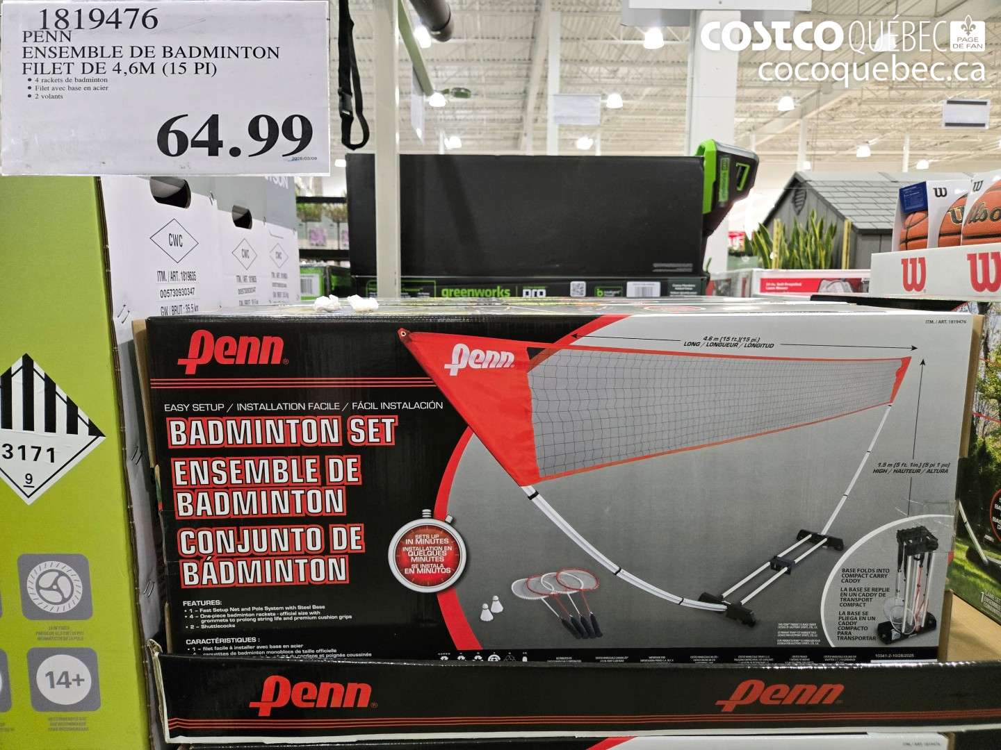 1819476 PENN ENSEMBLE DE BADMINTON FILET DE 4,6M (15 PI) $64.99