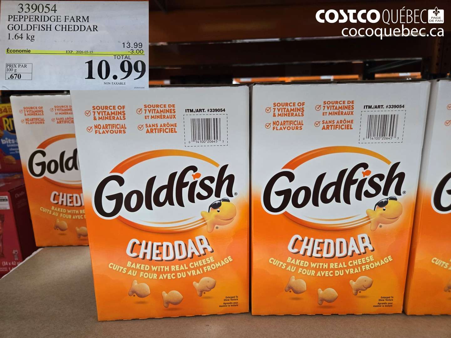 339054 PEPPERIDGE FARM GOLDFISH CHEDDAR 1.64 KG ($3.00 INSTANT SAVINGS EXPIRES ON 2026-03-15) $10.99