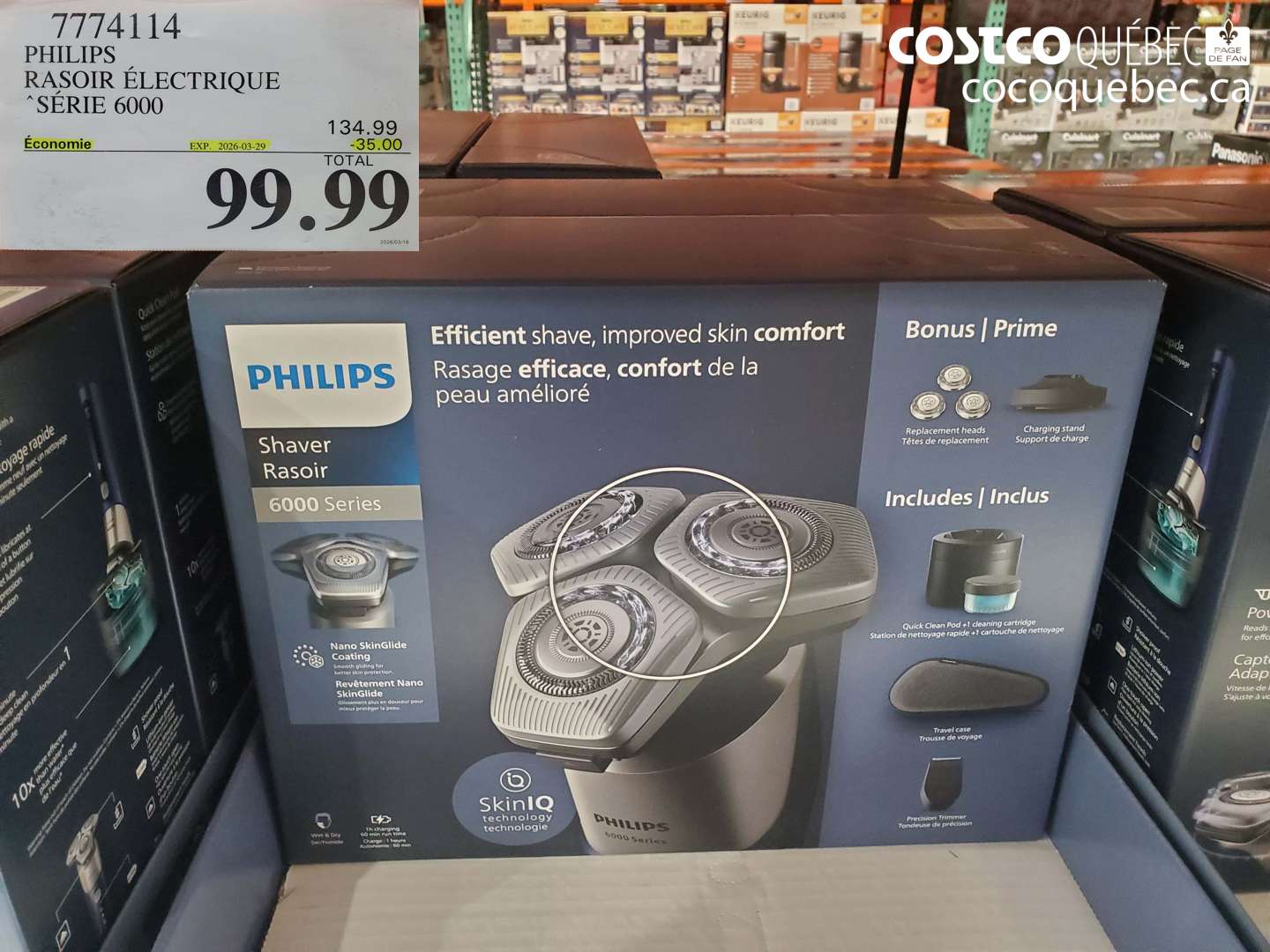 7774114 PHILIPS RASOIR ÉLECTRIQUE SÉRIE 6000 ($35.00 INSTANT SAVINGS EXPIRES ON 2026-03-29) $99.99