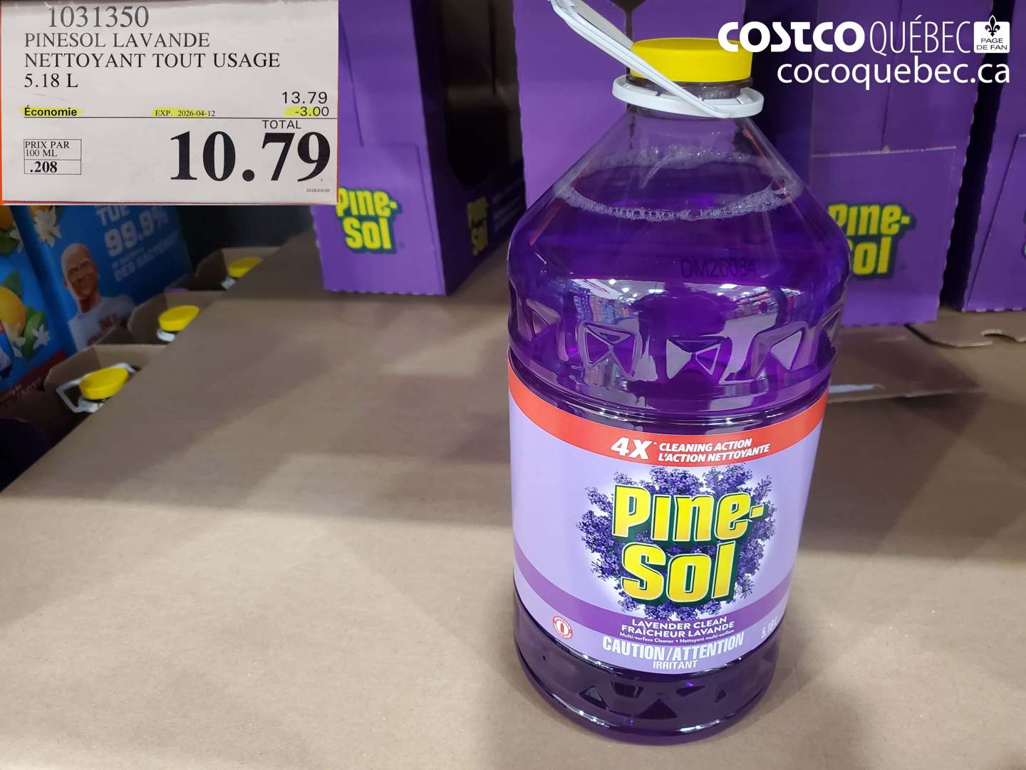 1031350 PINESOL LAVANDE NETTOYANT TOUT USAGE 5.18 L ($3.00 INSTANT SAVINGS EXPIRES ON 2026-04-12) $10.79