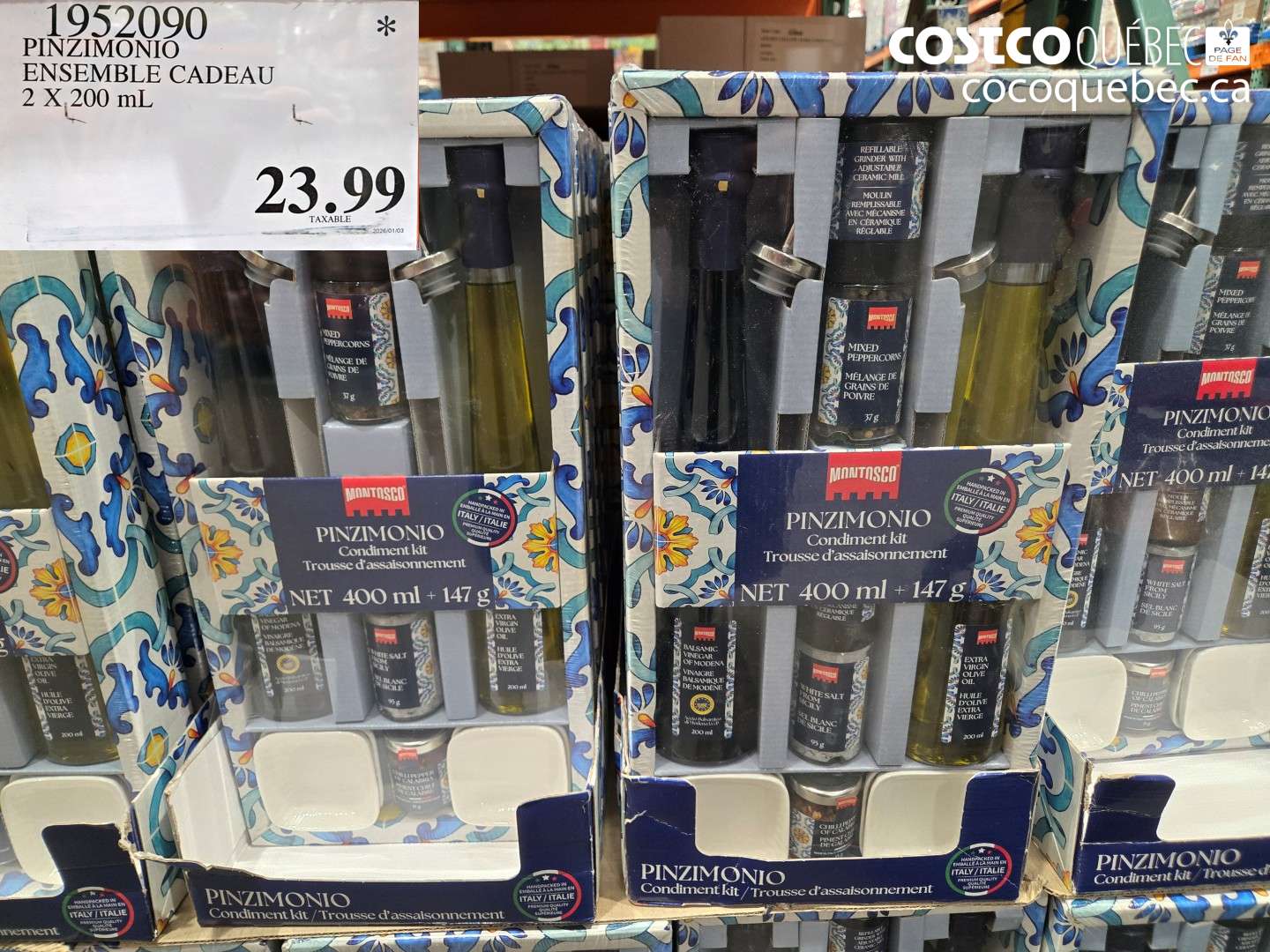 1952090 PINZIMONIO ENSEMBLE CADEAU 2 X 200 ML $23.99