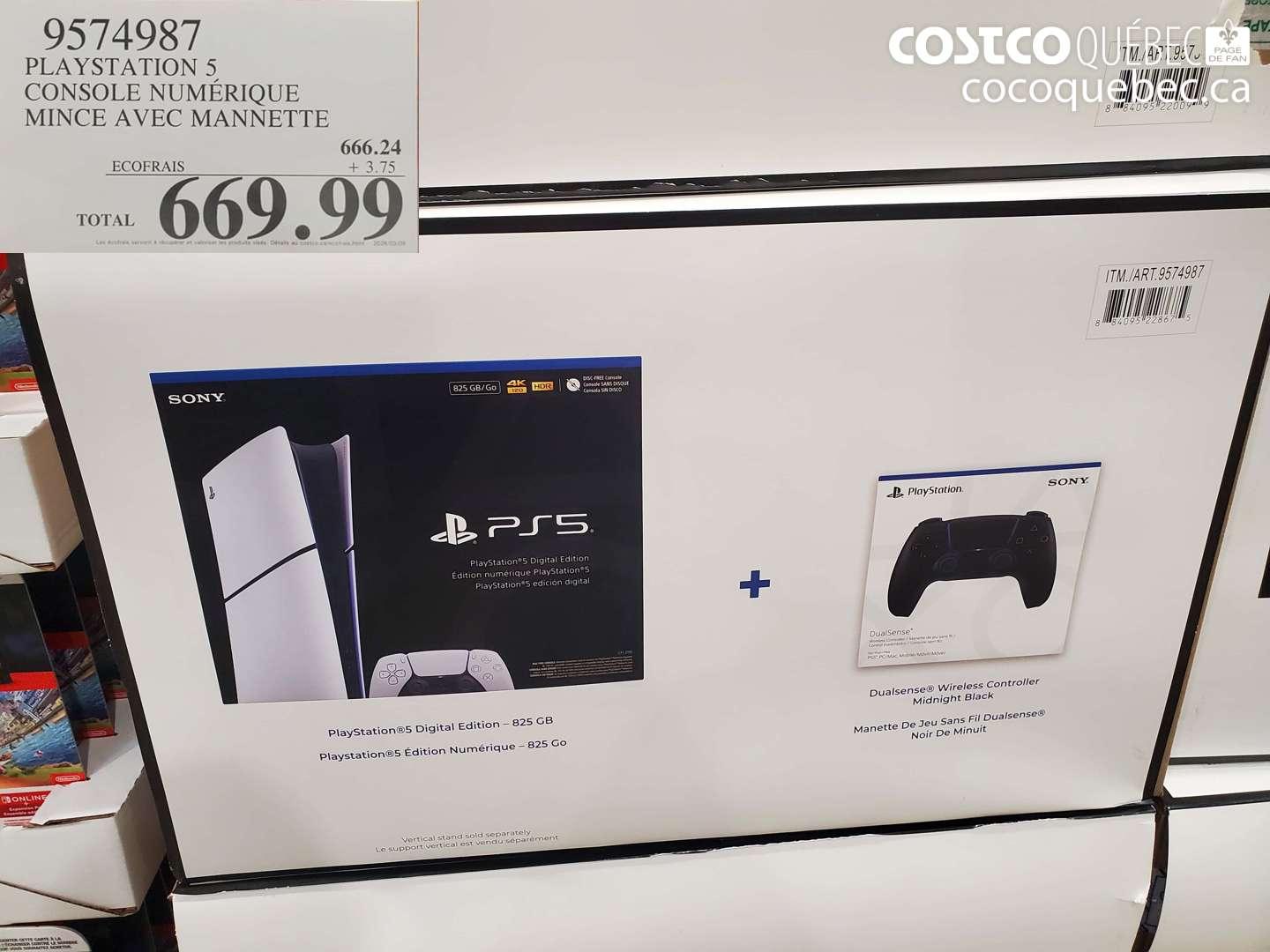 9574987 PLAYSTATION 5 CONSOLE NUMÉRIQUE MINCE AVEC MANNETTE $669.99