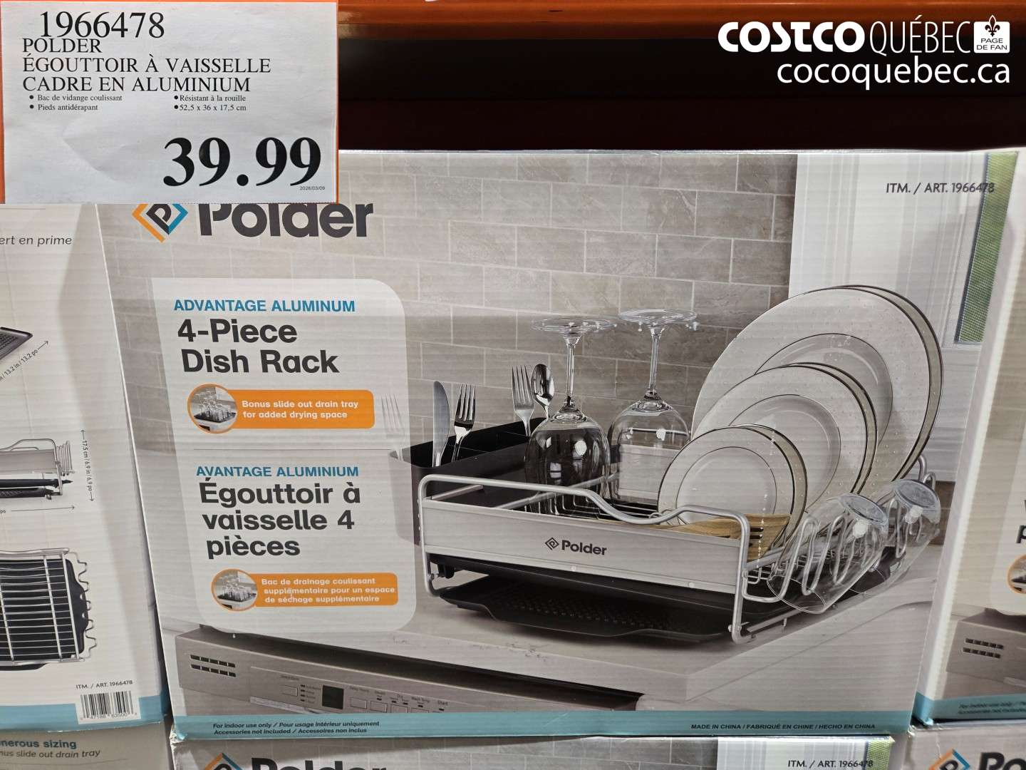1966478 POLDER ÉGOUTTOIR À VAISSELLE CADRE EN ALUMINIUM $39.99