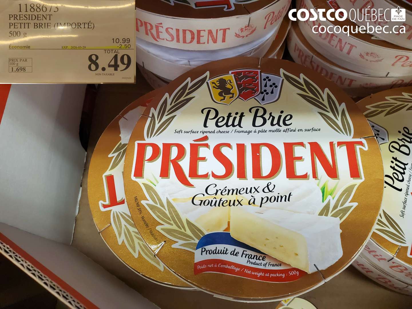 1188673 PRESIDENT PETIT BRIE IMPORTÉ ($2.50 INSTANT SAVINGS EXPIRES ON 2026-03-29) $8.49