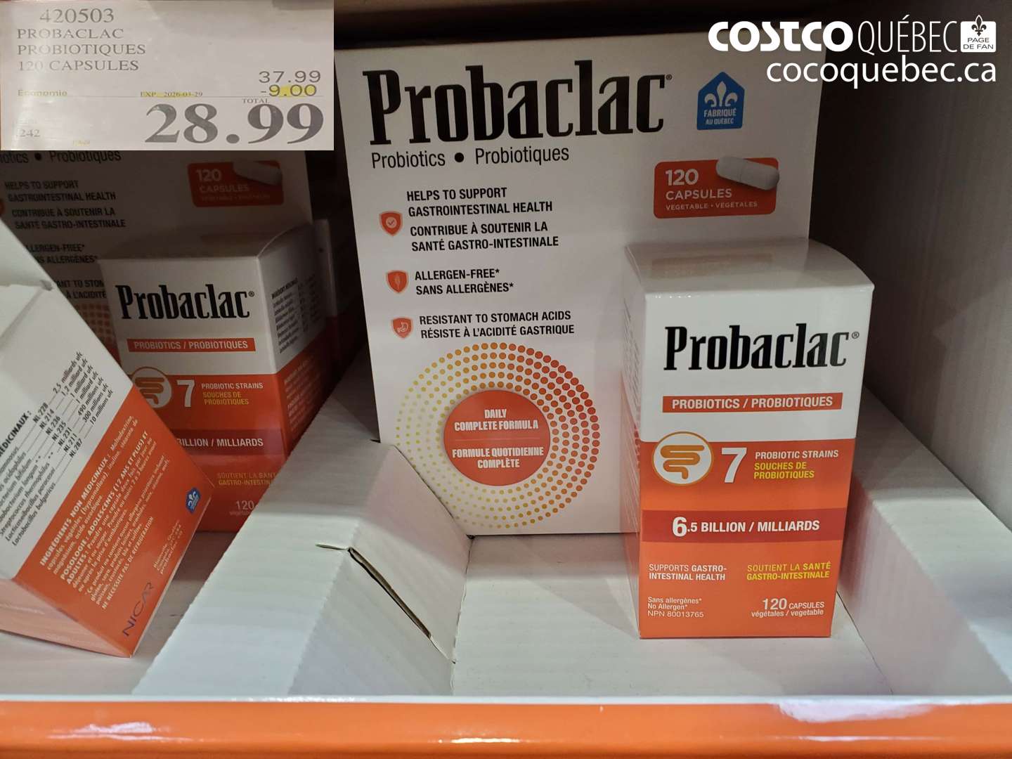 420503 PROBACLAC PROBIOTIQUES 120 CAPSULES ($9.00 INSTANT SAVINGS EXPIRES ON 2026-03-29) $28.99