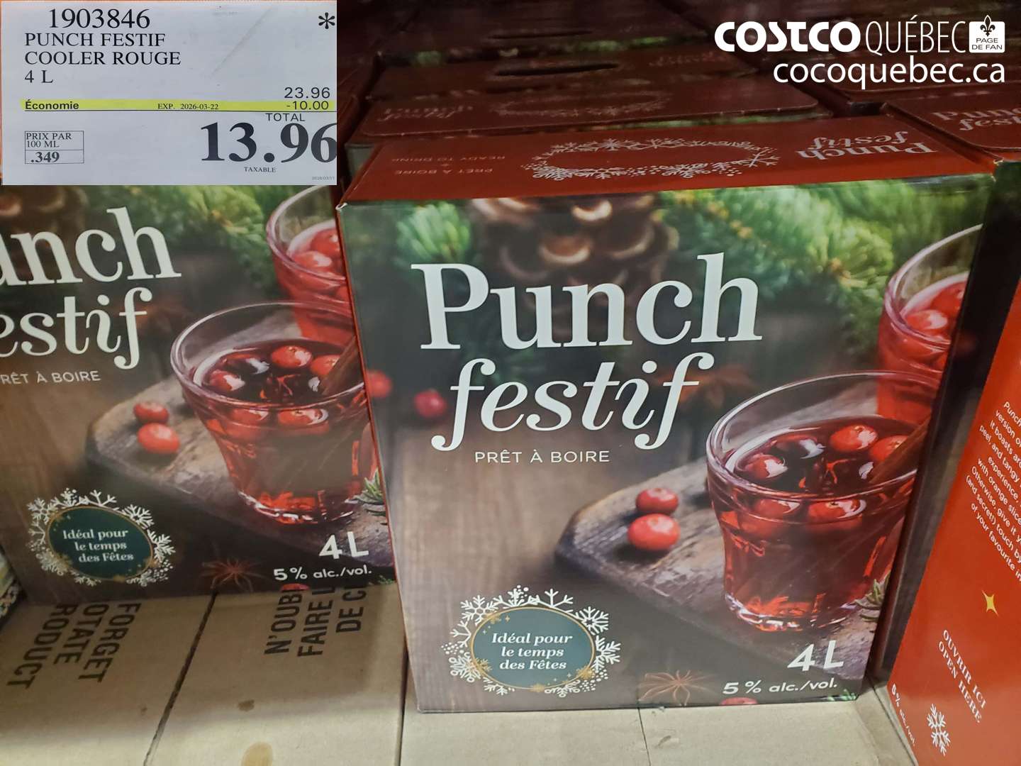 1903846 PUNCH FESTIF COOLER ROUGE 4 L ($10.00 INSTANT SAVINGS EXPIRES ON 2026-03-22) $13.96