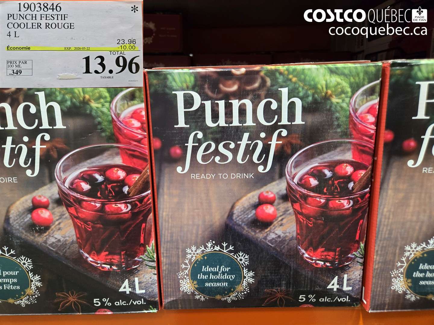 1903846 PUNCH FESTIF COOLER ROUGE 4 L ($10.00 INSTANT SAVINGS EXPIRES ON 2026-03-22) $13.96