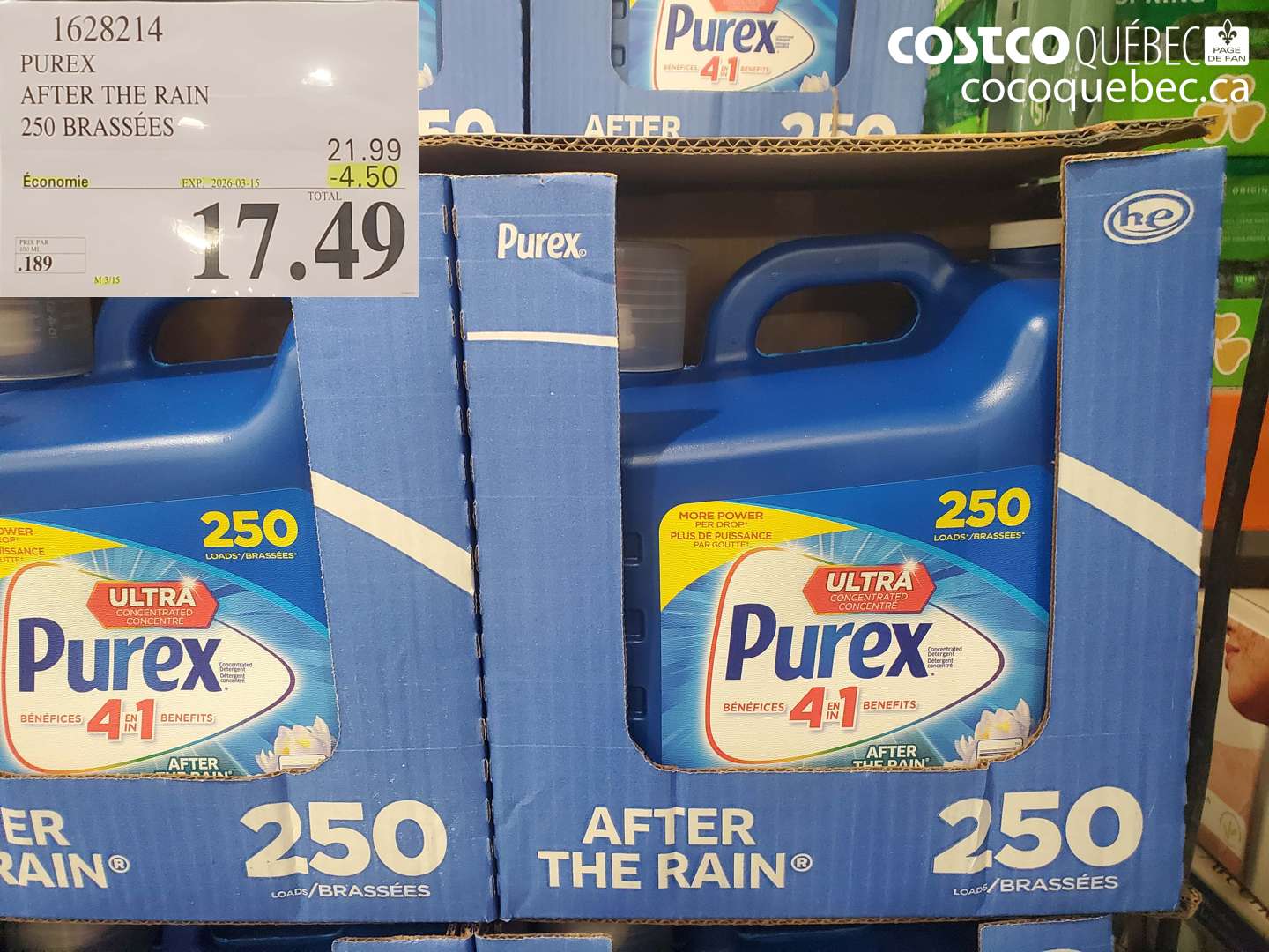 1628214 PUREX AFTER THE RAIN 250 BRASSEES ($4.50 INSTANT SAVINGS EXPIRES ON 2026-03-15) $17.49