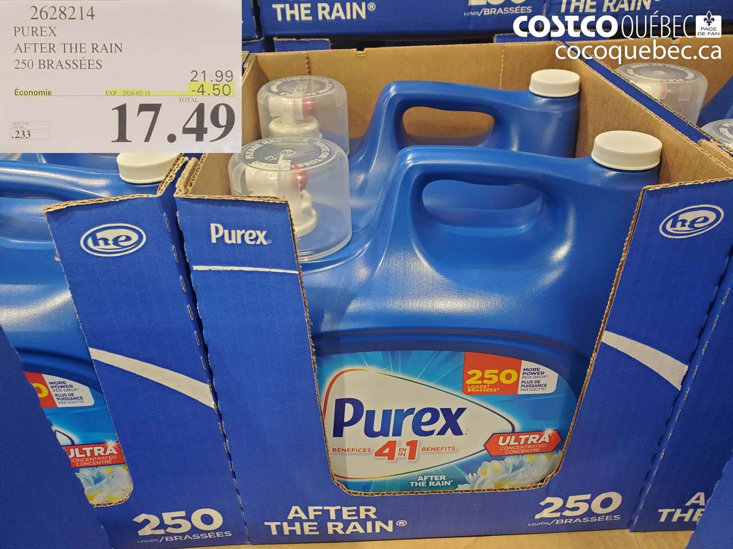 2628214 PUREX AFTER THE RAIN 250 BRASSÉES ($4.50 INSTANT SAVINGS EXPIRES ON 2026-03-15) $17.49