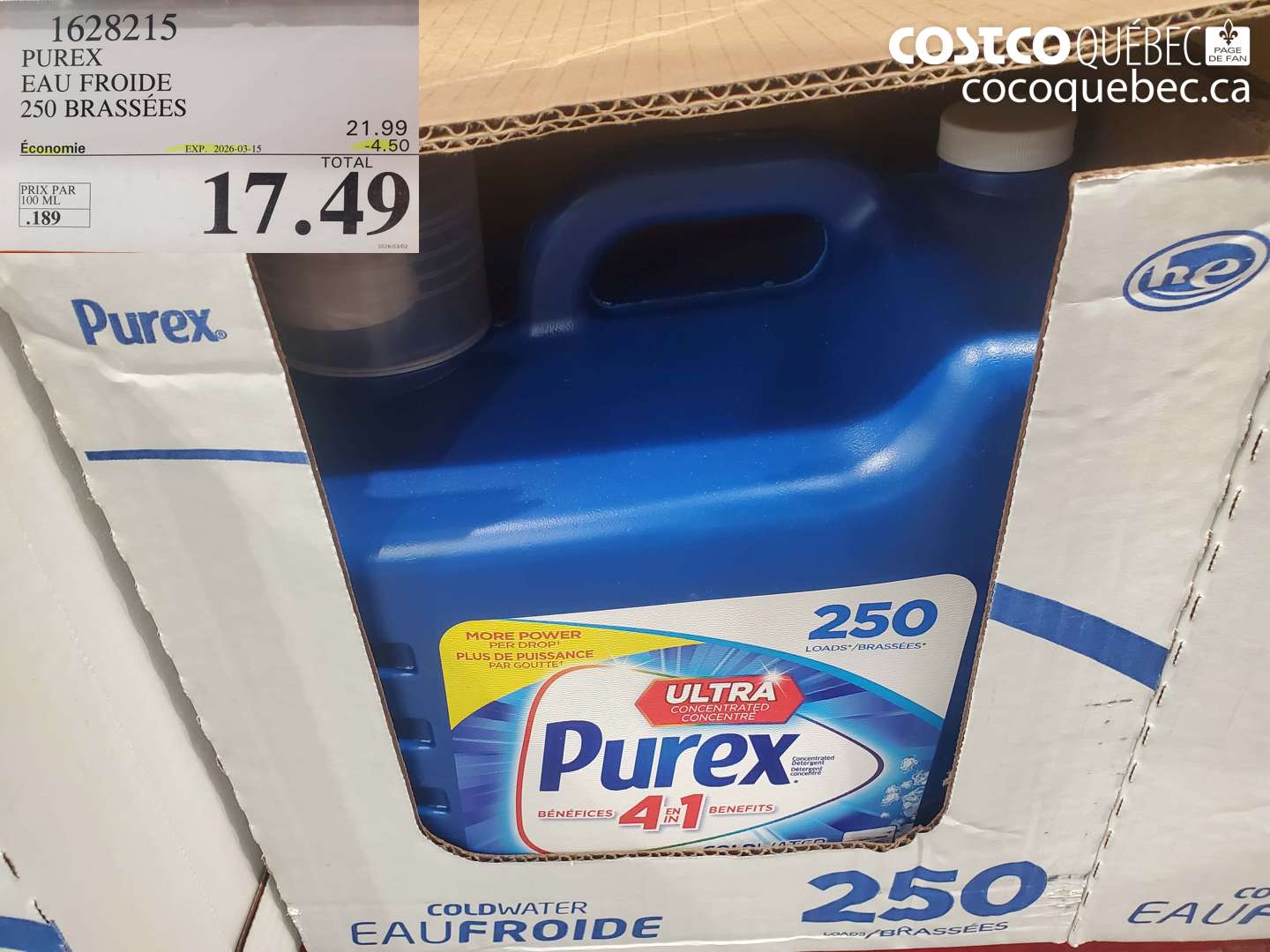 1628215 PUREX EAU FROIDE 250 BRASSÉES ($4.50 INSTANT SAVINGS EXPIRES ON 2026-03-15) $17.49