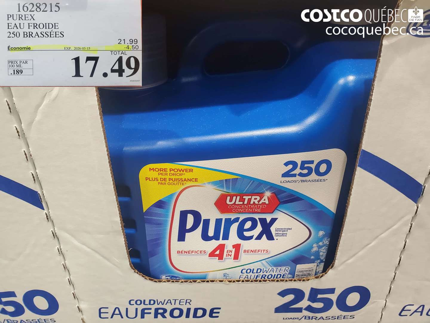 1628215 PUREX EAU FROIDE 250 BRASSÉES ($4.50 INSTANT SAVINGS EXPIRES ON 2026-03-15) $17.49