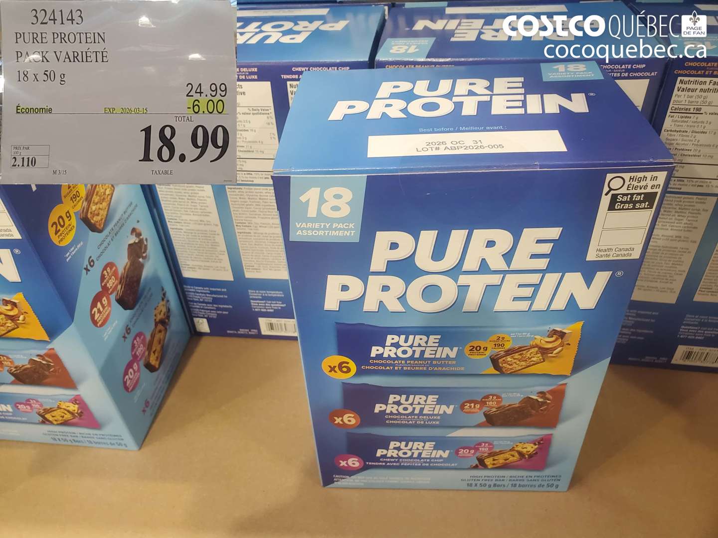 324143 PURE PROTEIN PACK VARIÉTÉ ($6.00 INSTANT SAVINGS EXPIRES ON 2026-03-15) $18.99