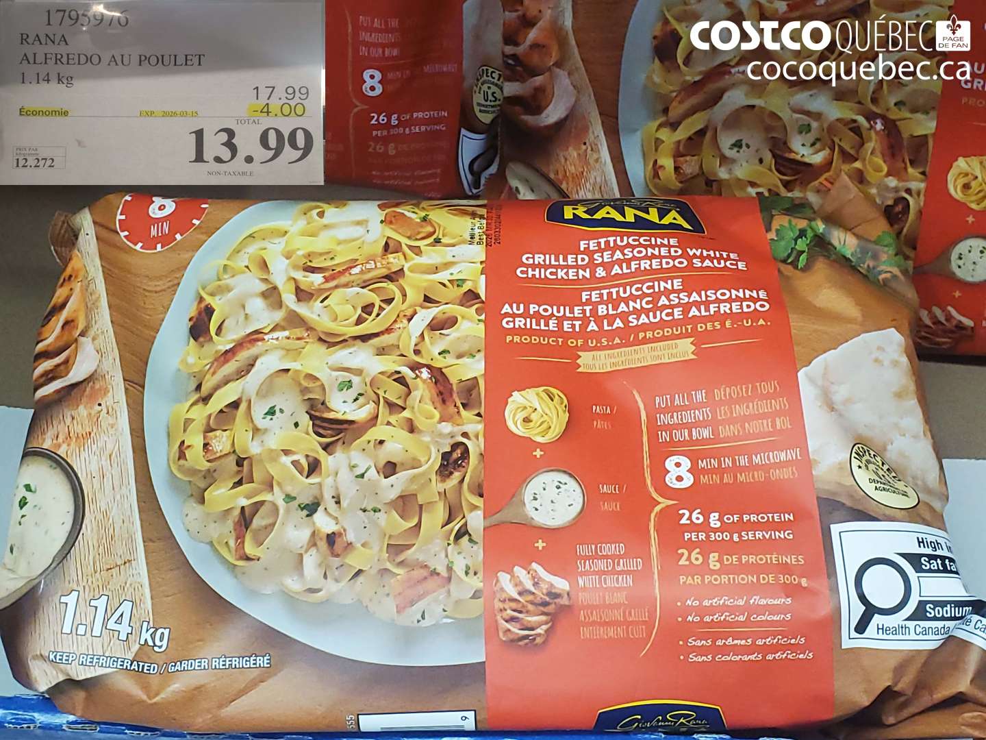 1795976 RANA ALFREDO AU POULET 1.14 KG ($4.00 INSTANT SAVINGS EXPIRES ON 2026-03-15) $13.99