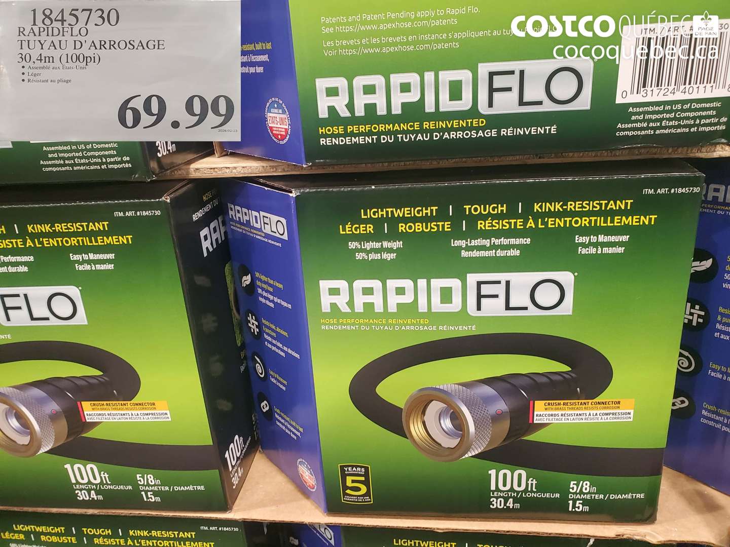 1845730 RAPIDFLO TUYAU D'ARROSAGE 30,4M (100PI) $69.99