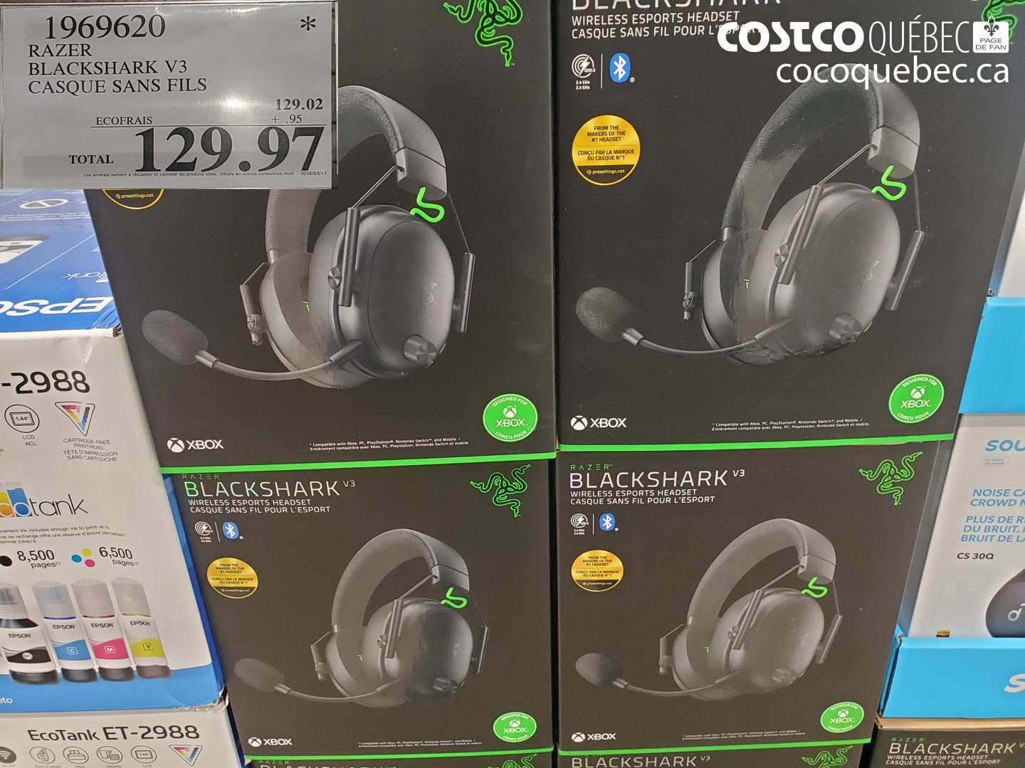 1969620 RAZER BLACKSHARK V3 CASQUE SANS FILS $129.97