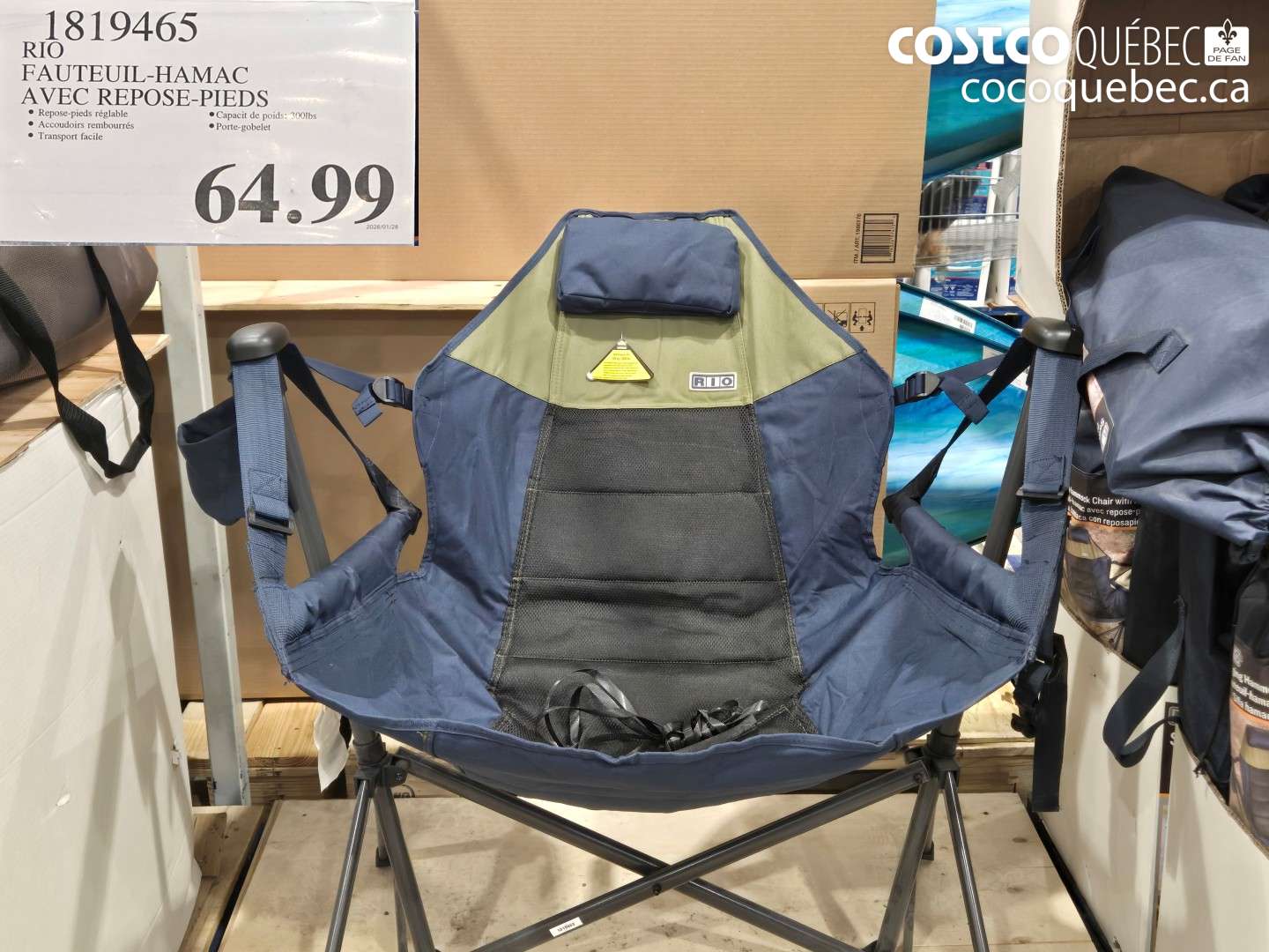 1819465 RIO FAUTEUIL-HAMAC AVEC REPOSE-PIEDS $64.99