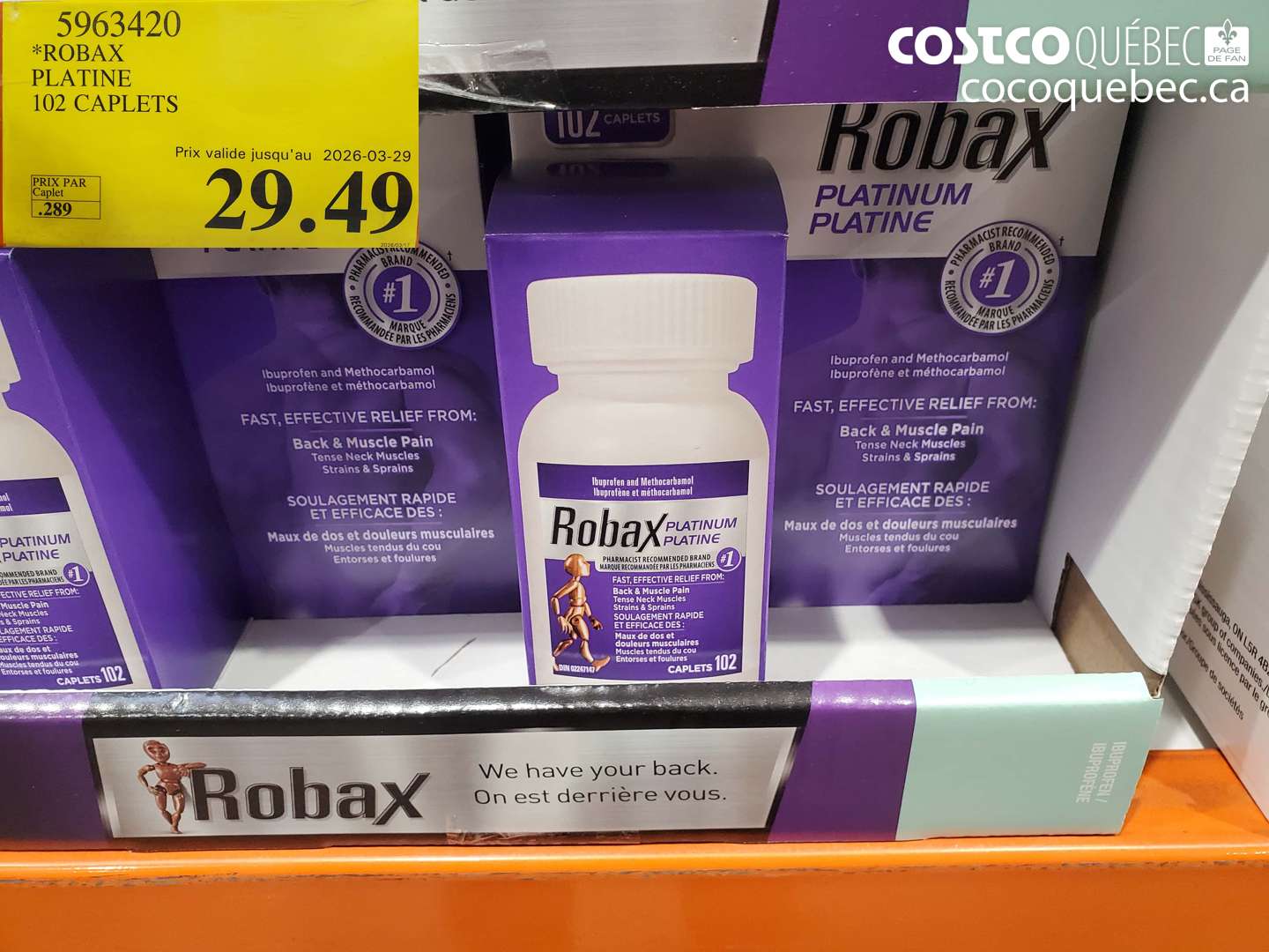 5963420 ROBAX PLATINE 102 CAPLETS (EXPIRES ON 2026-03-29) $29.49