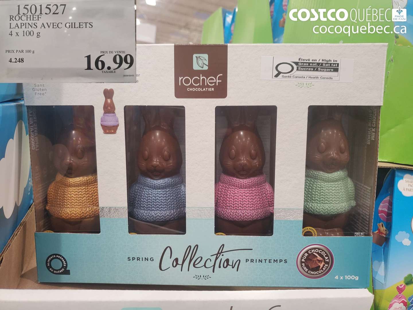 1501527 ROCHEF LAPINS AVEC GILETS 4 X 100 G $16.99