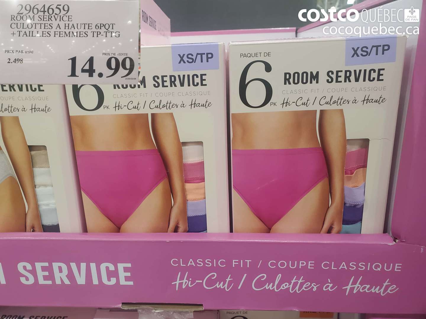 2964659 ROOM SERVICE CULOTTES A HAUTE 6PQT + TAILLES FEMMES TP-TTG $14.99