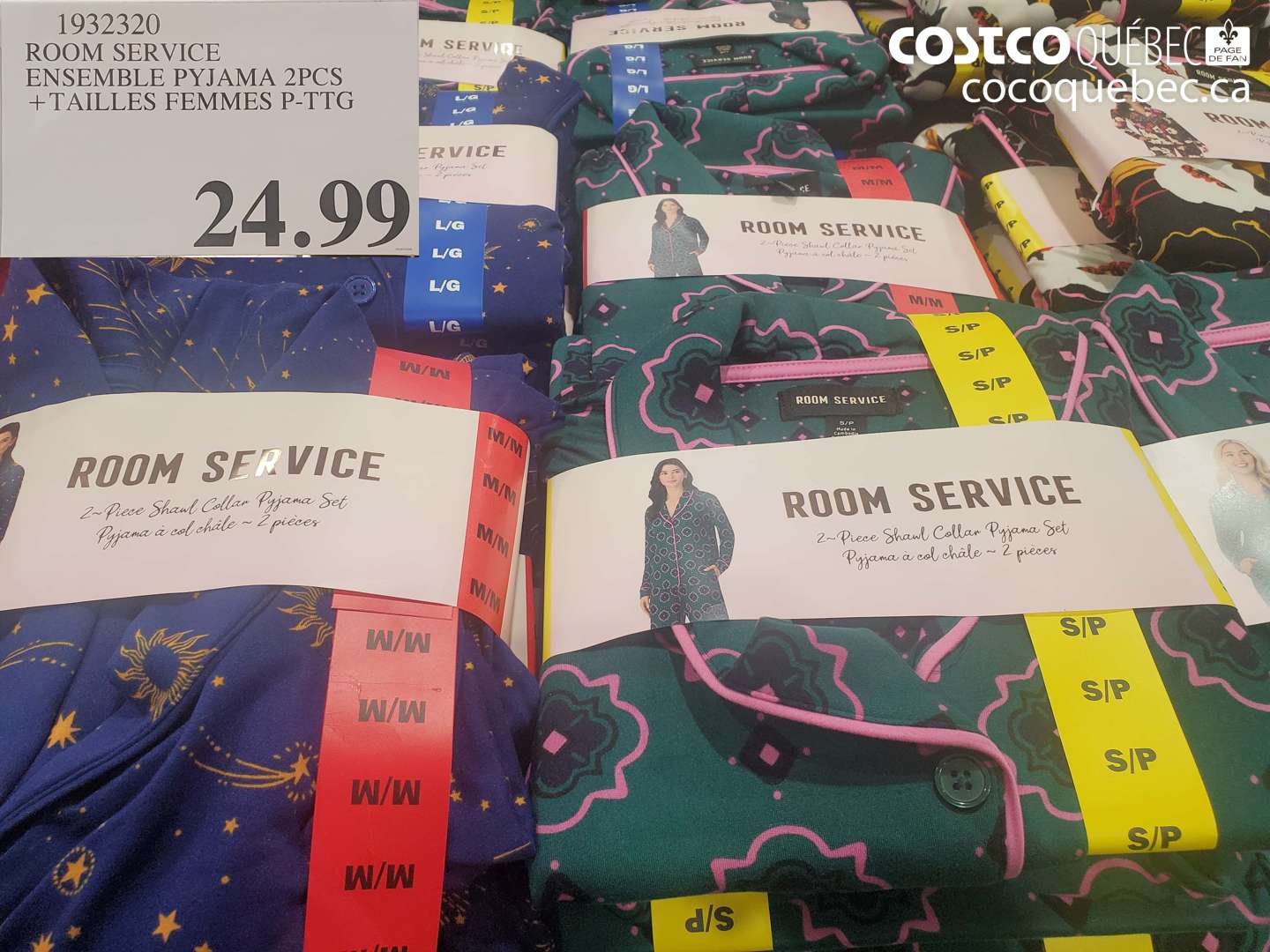 1932320 ROOM SERVICE ENSEMBLE PYJAMA 2PCS +TAILLES FEMMES P-TTG $24.99