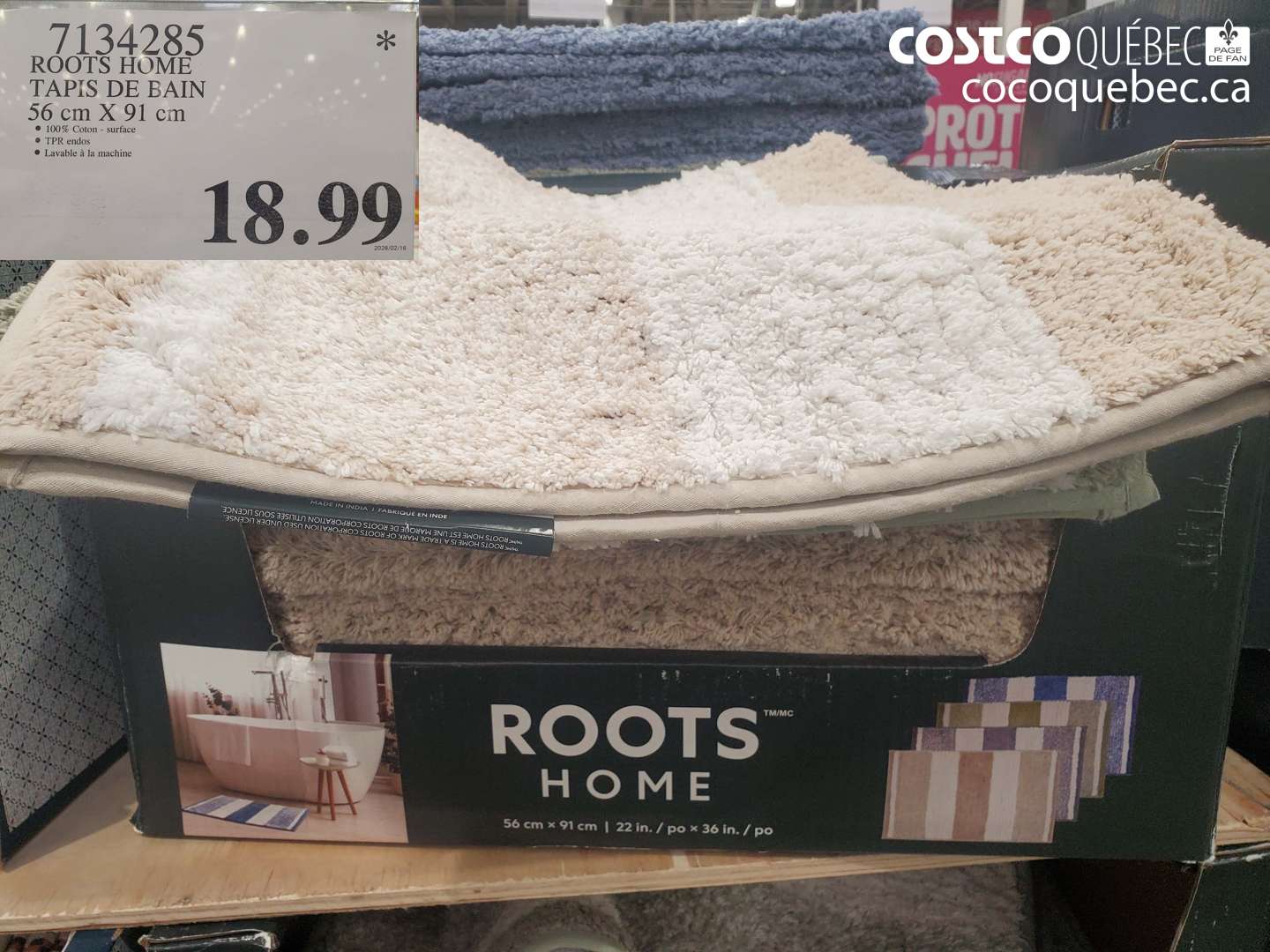 7134285 ROOTS HOME TAPIS DE BAIN 56 CM X 91 CM $18.99