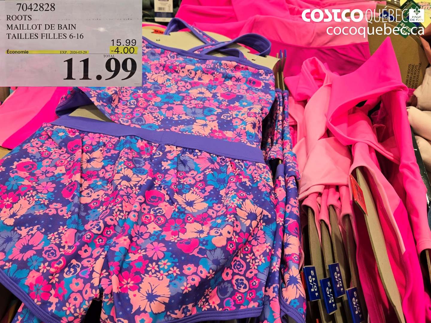 70442828 ROOTS MAILLOT DE BAIN TAILLES FILLES 6-16 ($4.00 INSTANT SAVINGS EXPIRES ON 2026-03-29) $11.99