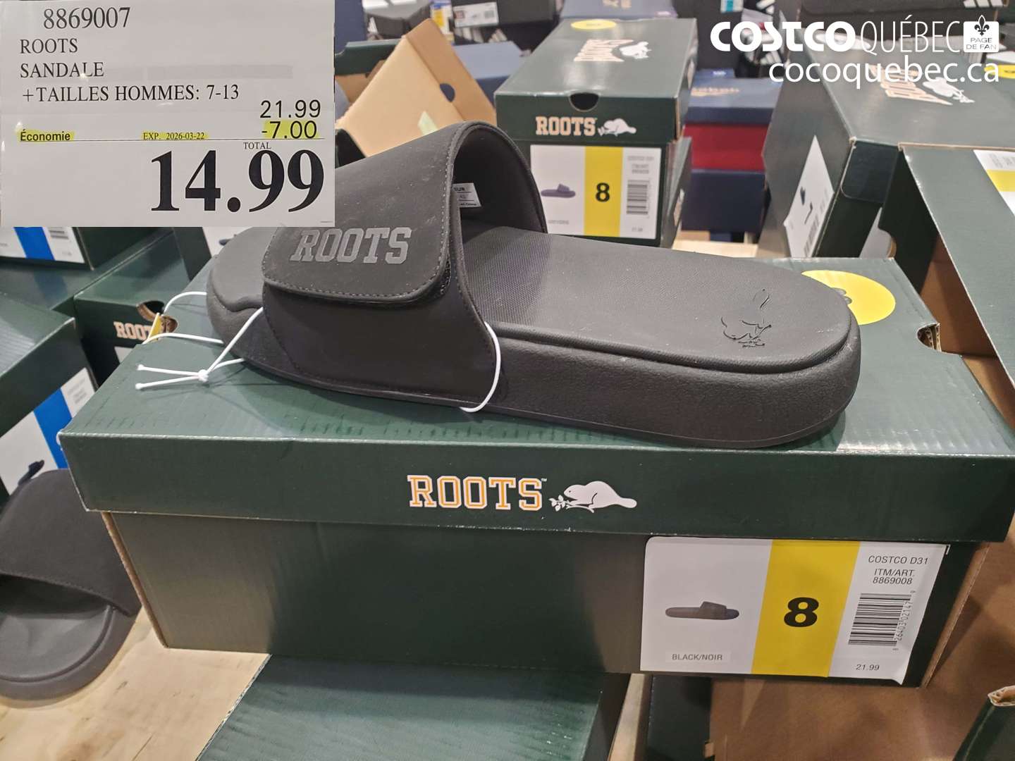 8869007 ROOTS SANDAL +TAILLES HOMMES: 7-13 ($7.00 INSTANT SAVINGS EXPIRES ON 2026-03-22) $14.99