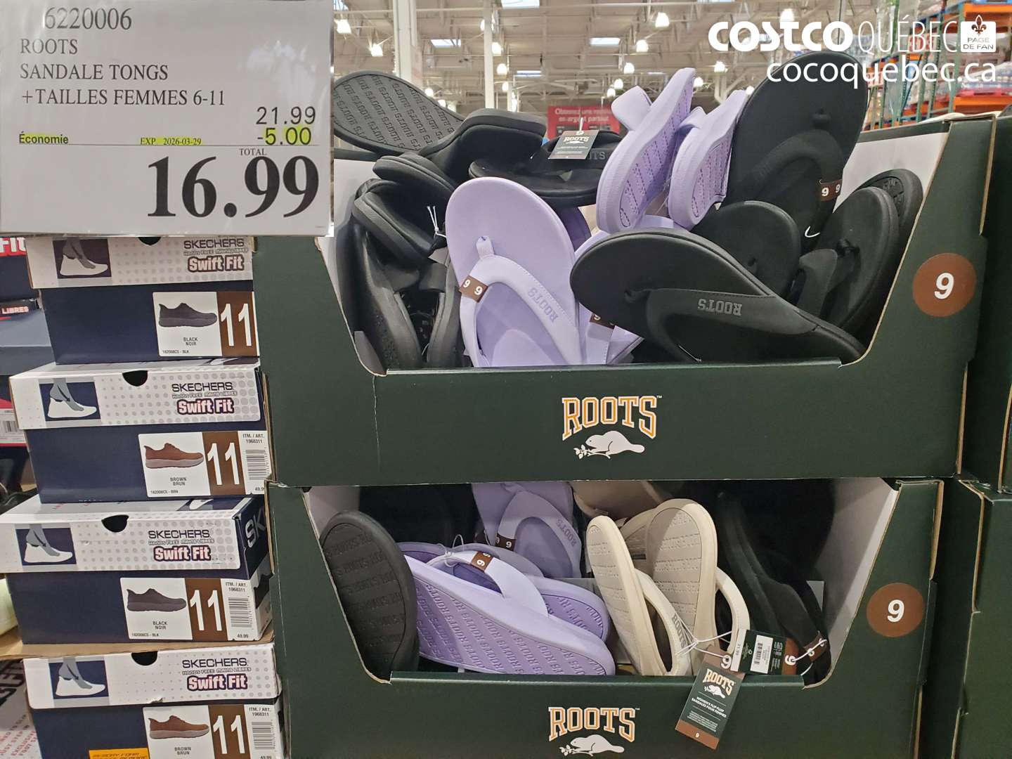 6220006 ROOTS SANDAL TONGS + TAILLES FEMMES 6-11 ($5.00 INSTANT SAVINGS EXPIRES ON 2026-03-29) $16.99