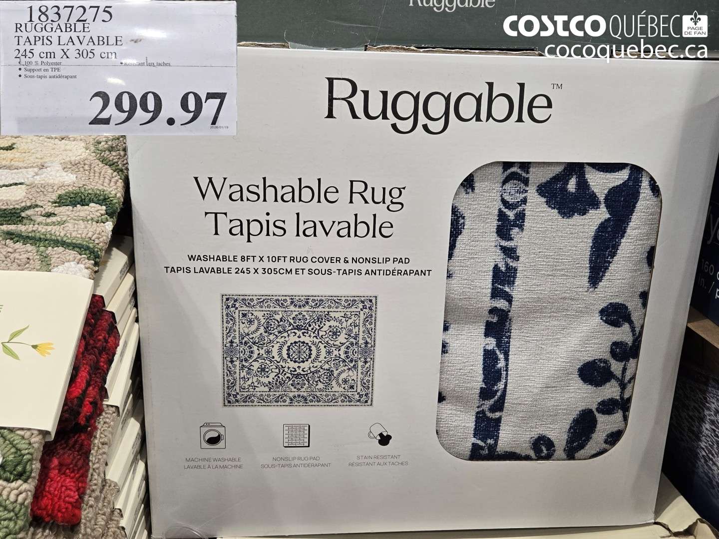 1837275 RUGGABLE TAPIS LAVABLE 245 CM X 305 CM $299.97