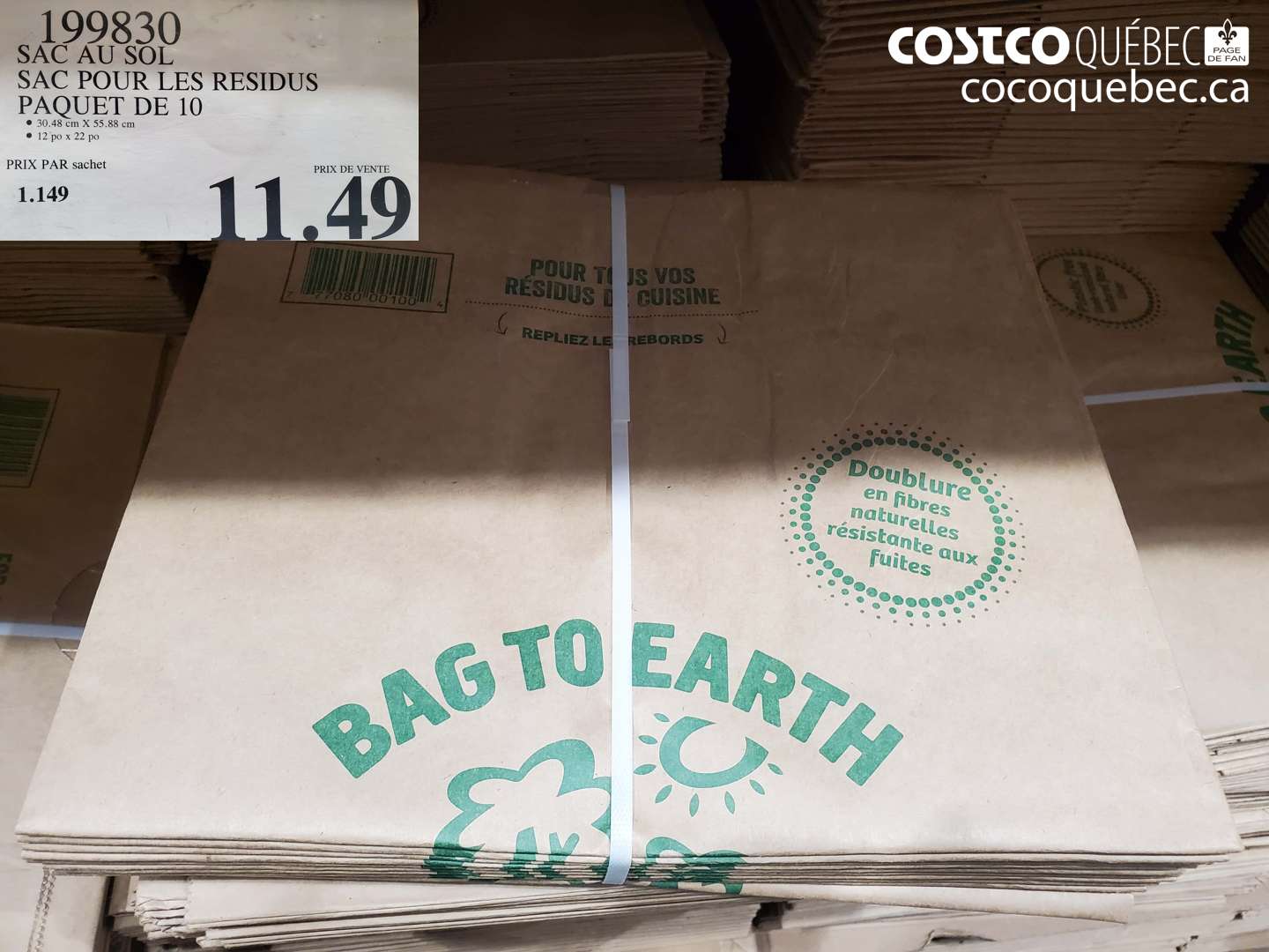 199830 SAC AU SOL SAC POUR LES RESIDUS PAQUET DE 10 $11.49